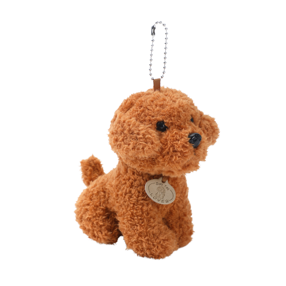 Fluffy Poodle taskevedhæng - brun