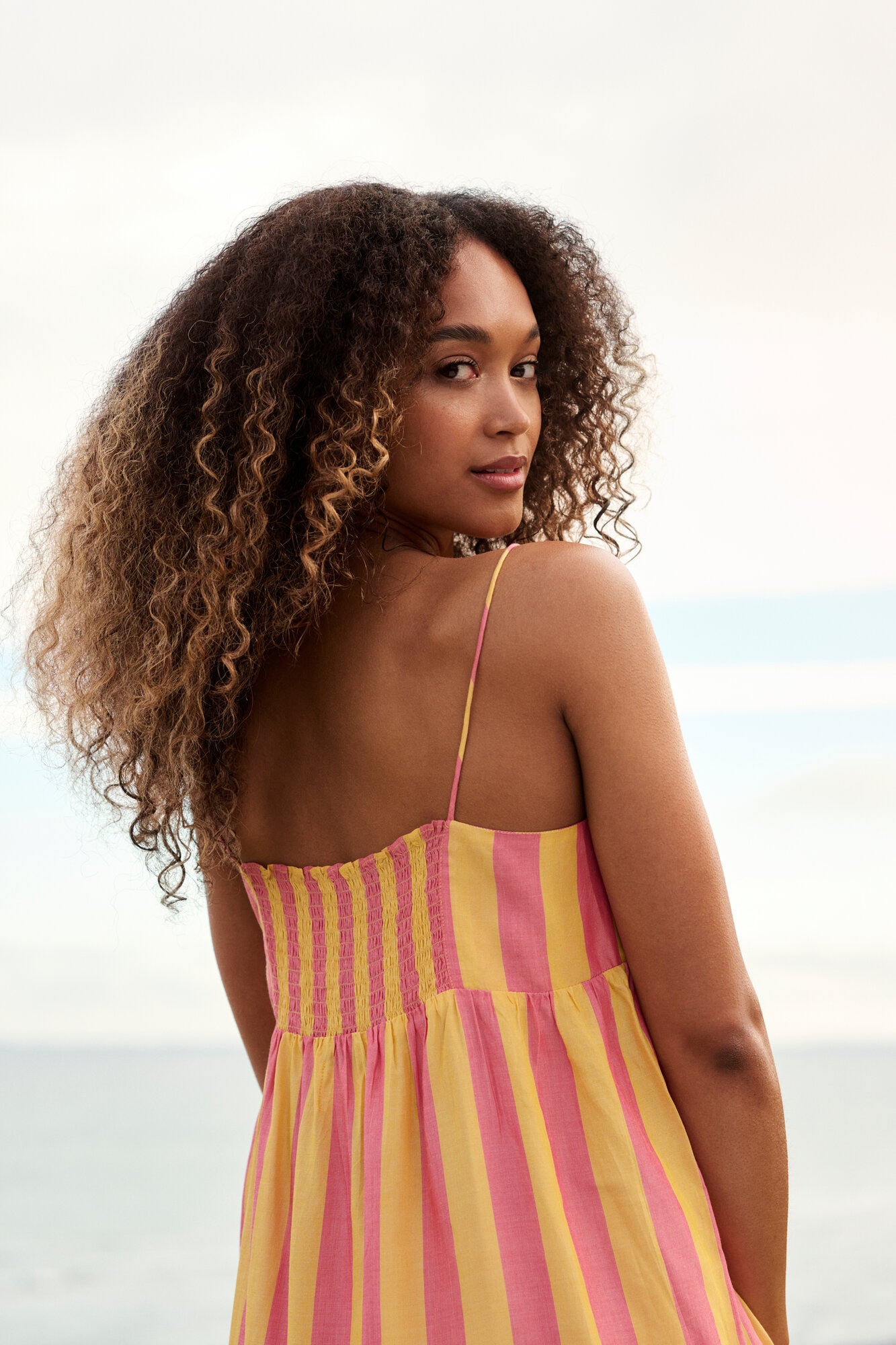 Cherry Silky Stripe top - rosa/gul
