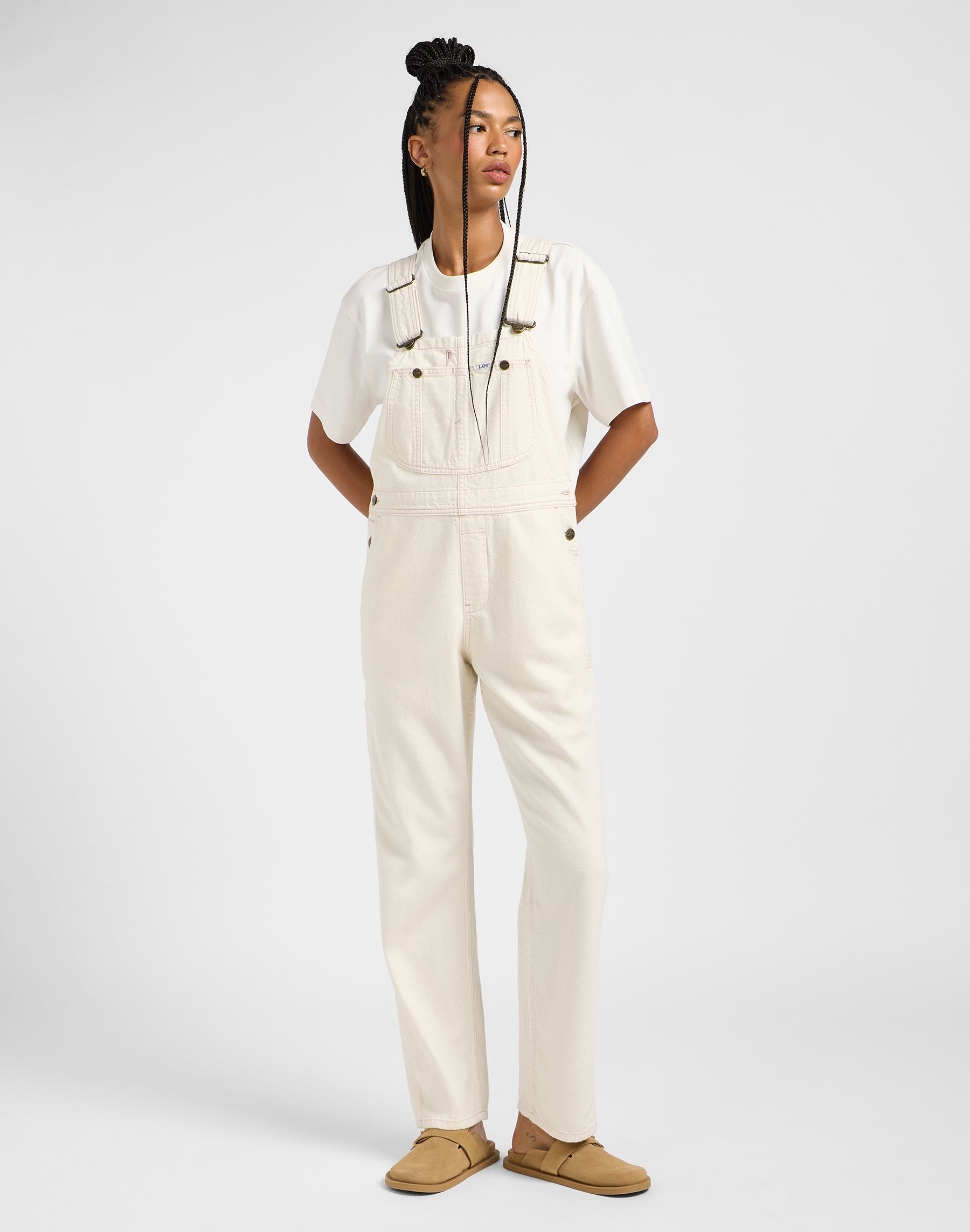 Straight Bib buksedragt - Ecru