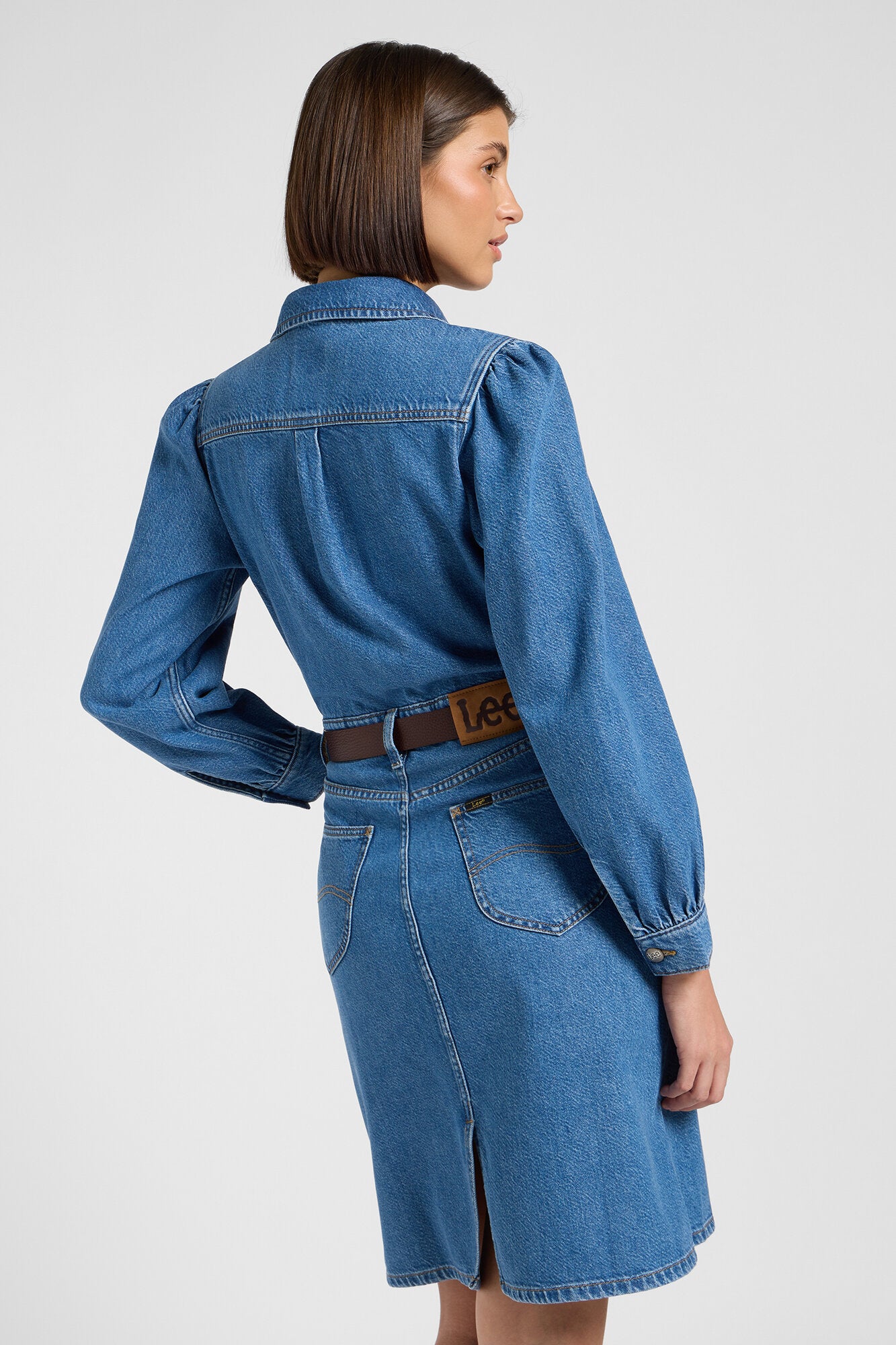 Long Sleeve kjole - Fine Blue