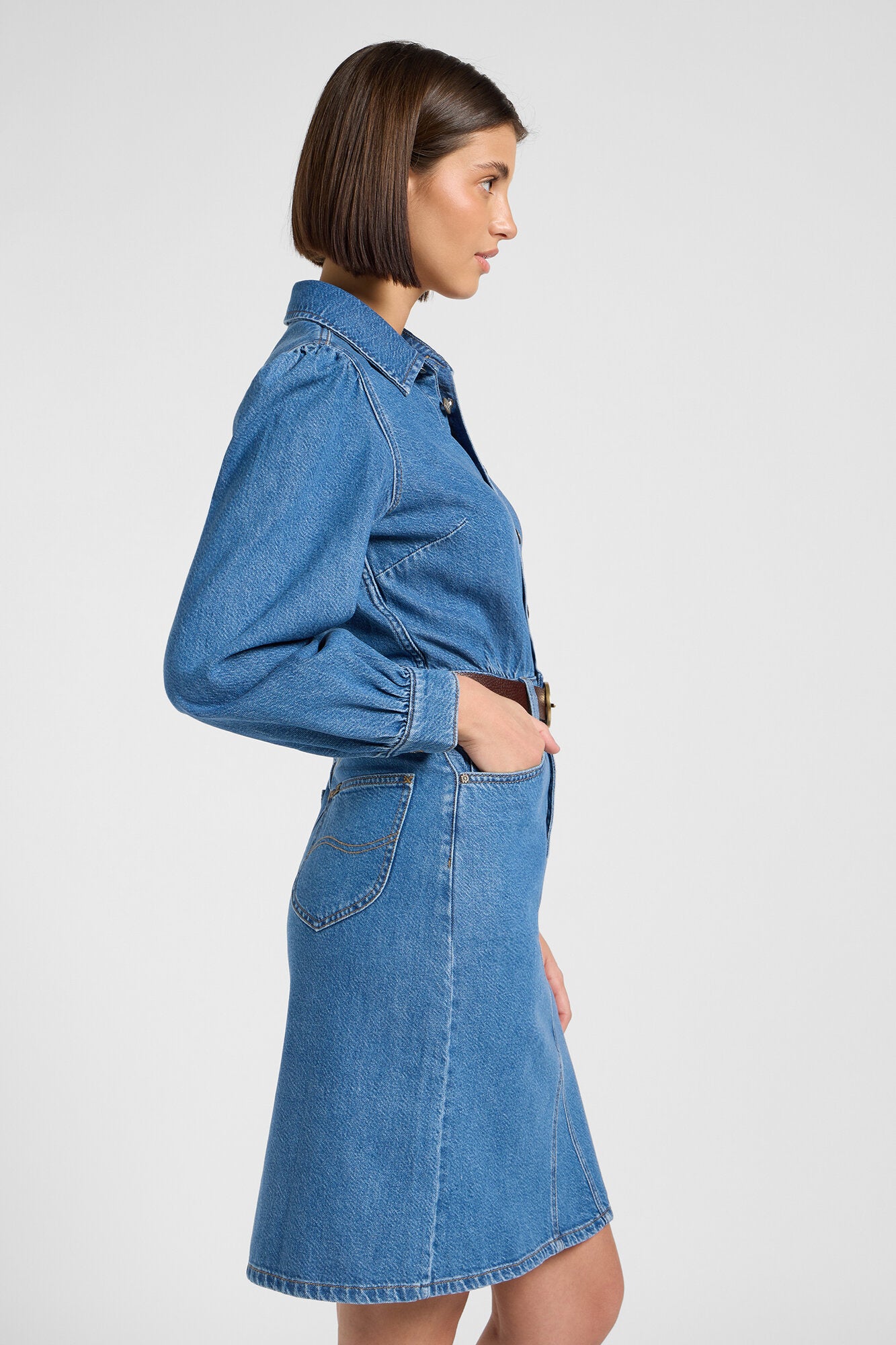 Long Sleeve kjole - Fine Blue