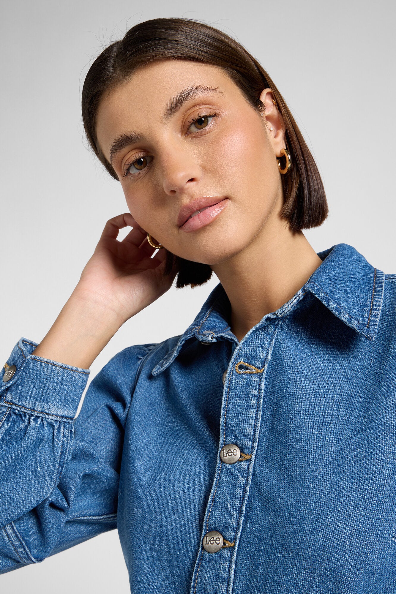 Long Sleeve kjole - Fine Blue