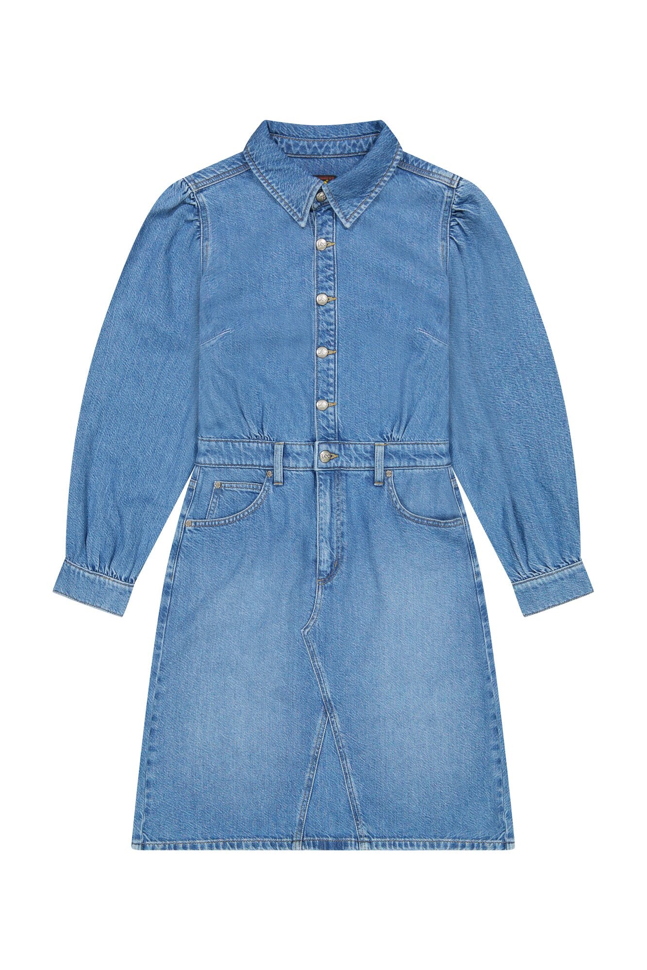 Long Sleeve kjole - Fine Blue