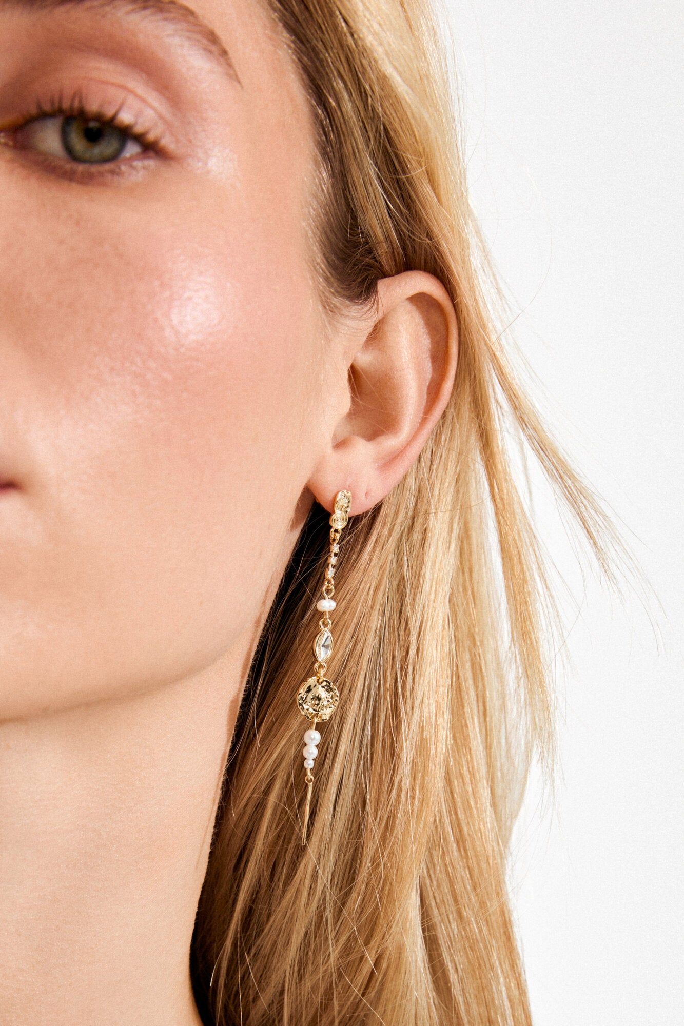 Fire hængeøreringe - forgyldt