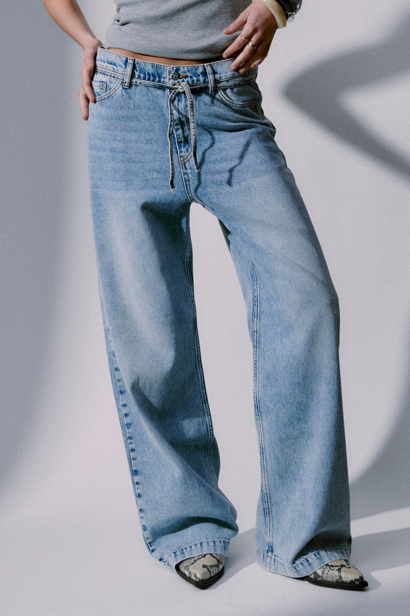 Elijah Blue Soft Denim wide leg jeans - Light Blue