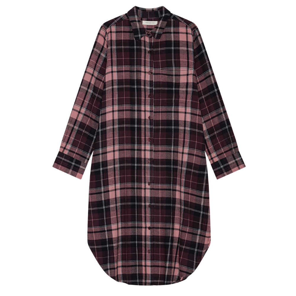 Reason Check skjortekjole – Burgundy/Rose