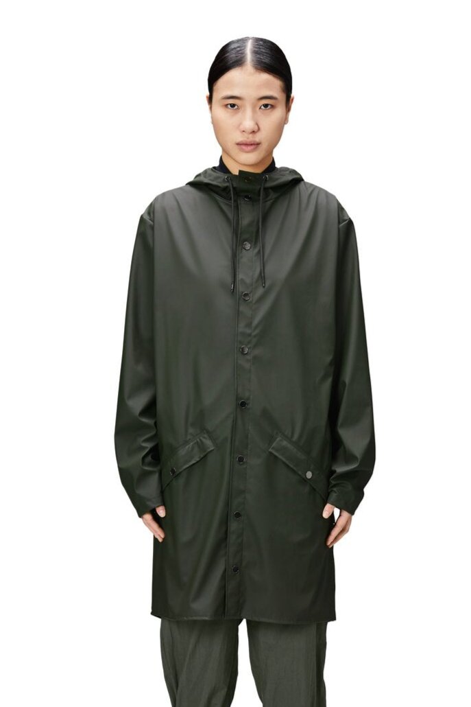 Long regnjakke - grøn