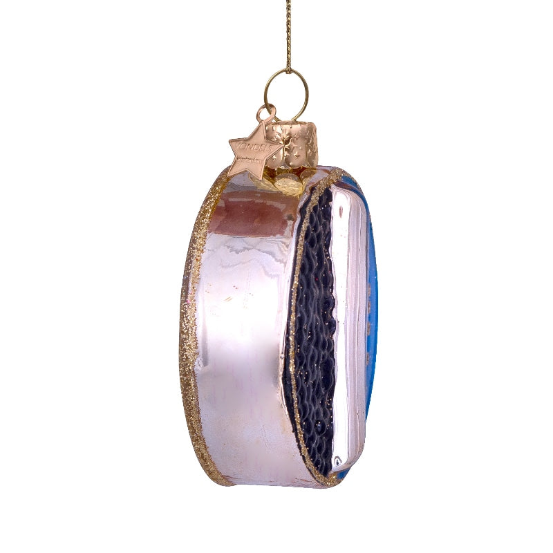 Kaviardåse juleophæng - H7,5 cm.