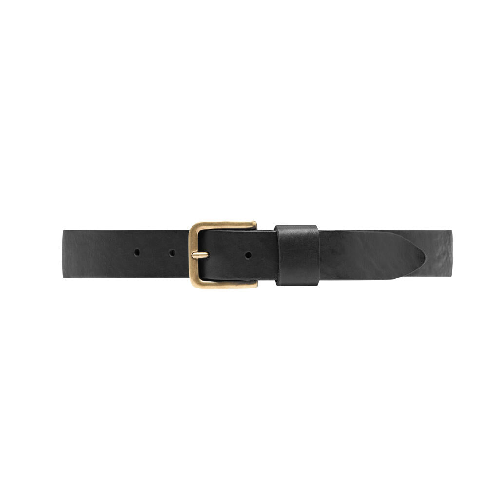 Jeans læderbælte - Black/Brass