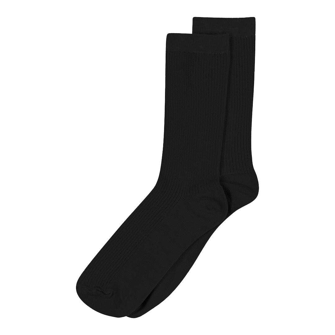Fine Cotton Rib strømper - sort