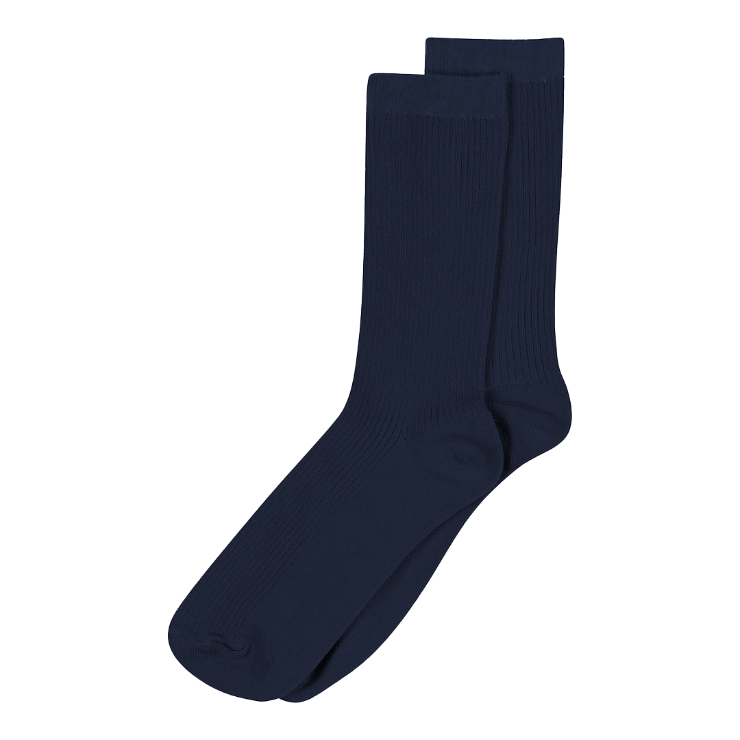 Fine Cotton Rib strømper - Navy