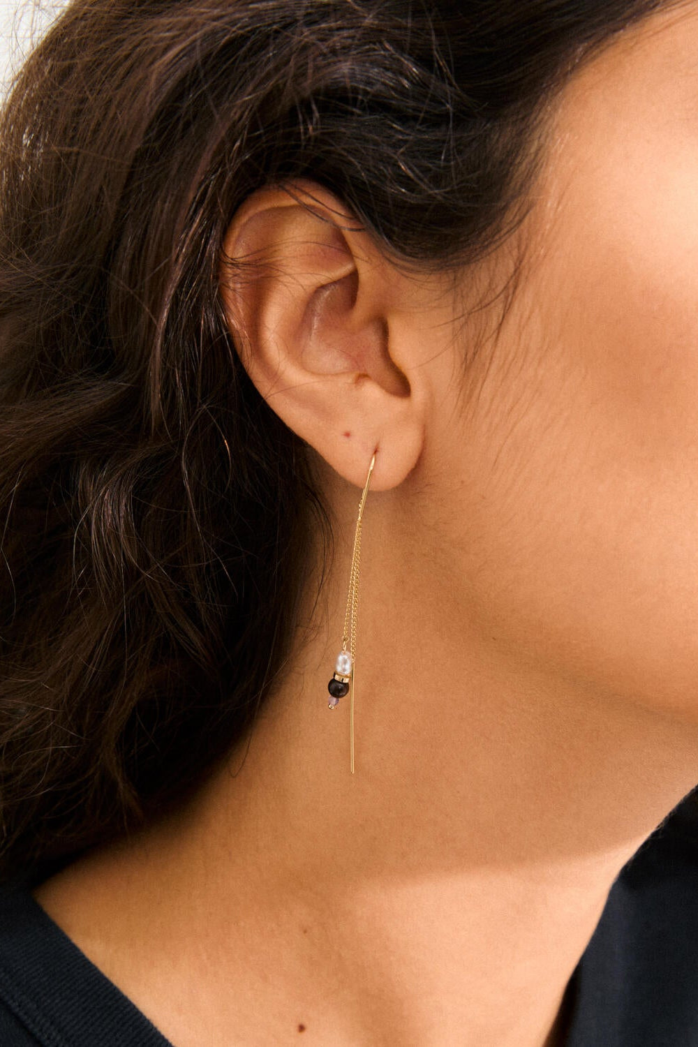 Between Chain øreringe - forgyldt