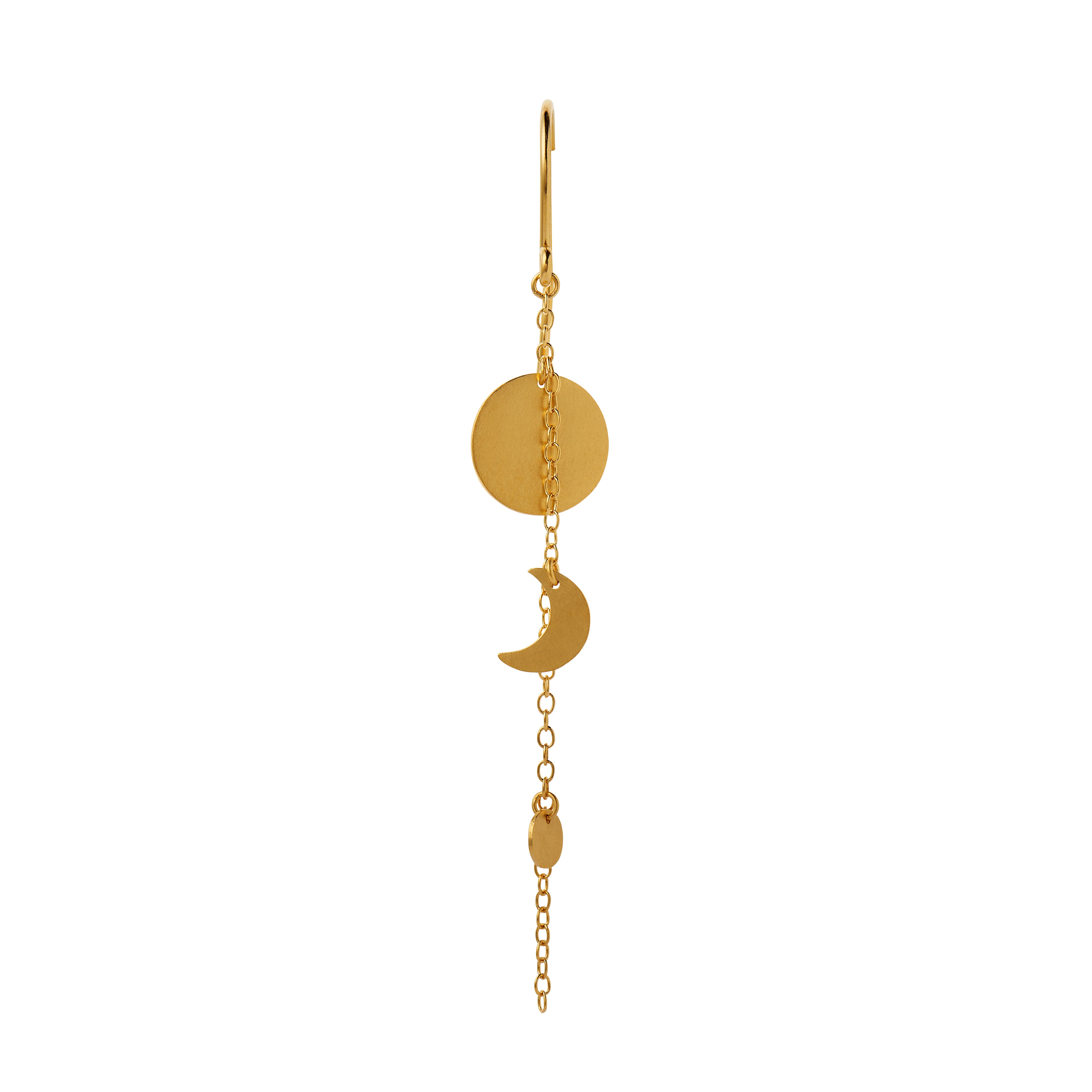 Sun & Moon with Chain ørering - forgyldt