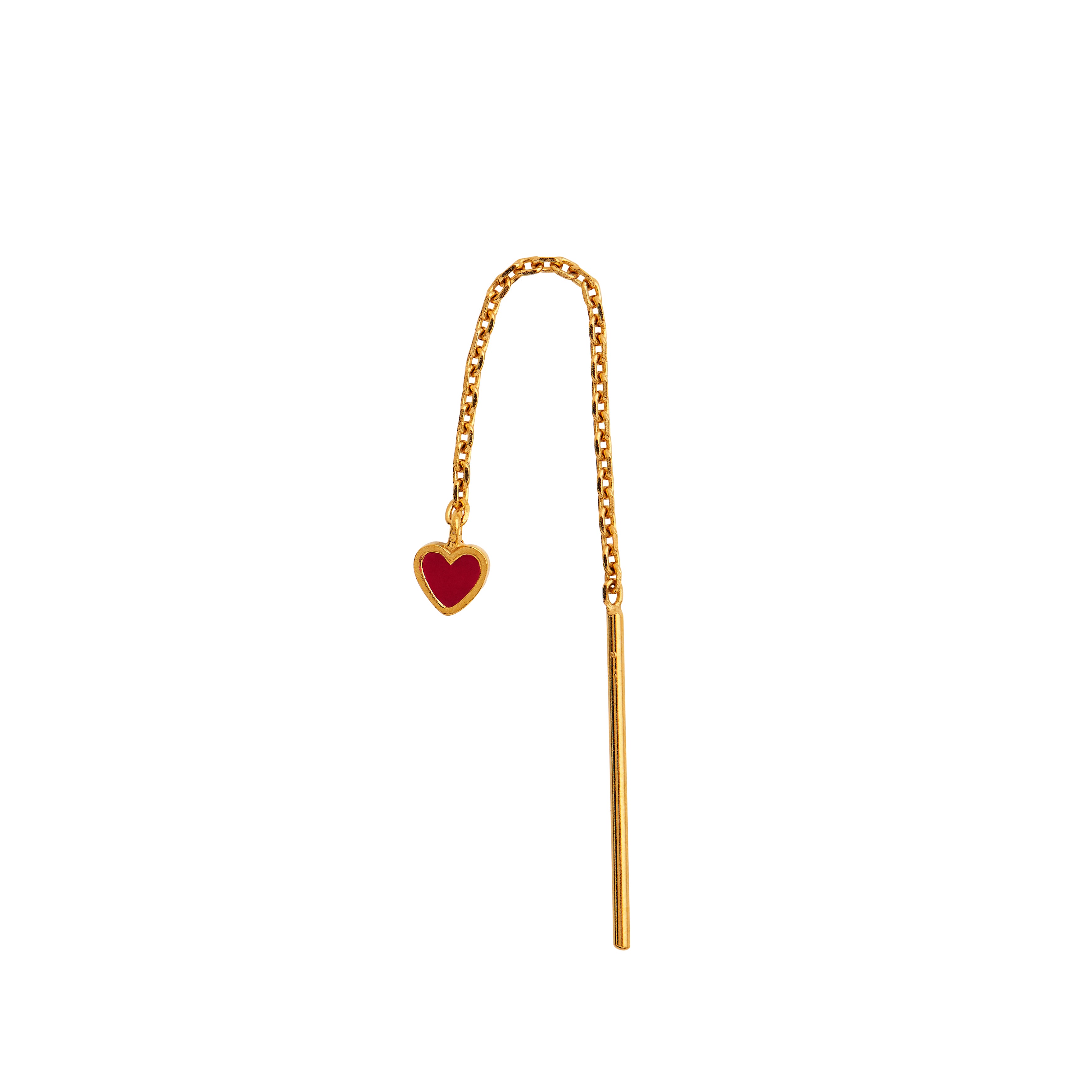 Dandling Love Heart ørering - burgundy/forgyldt