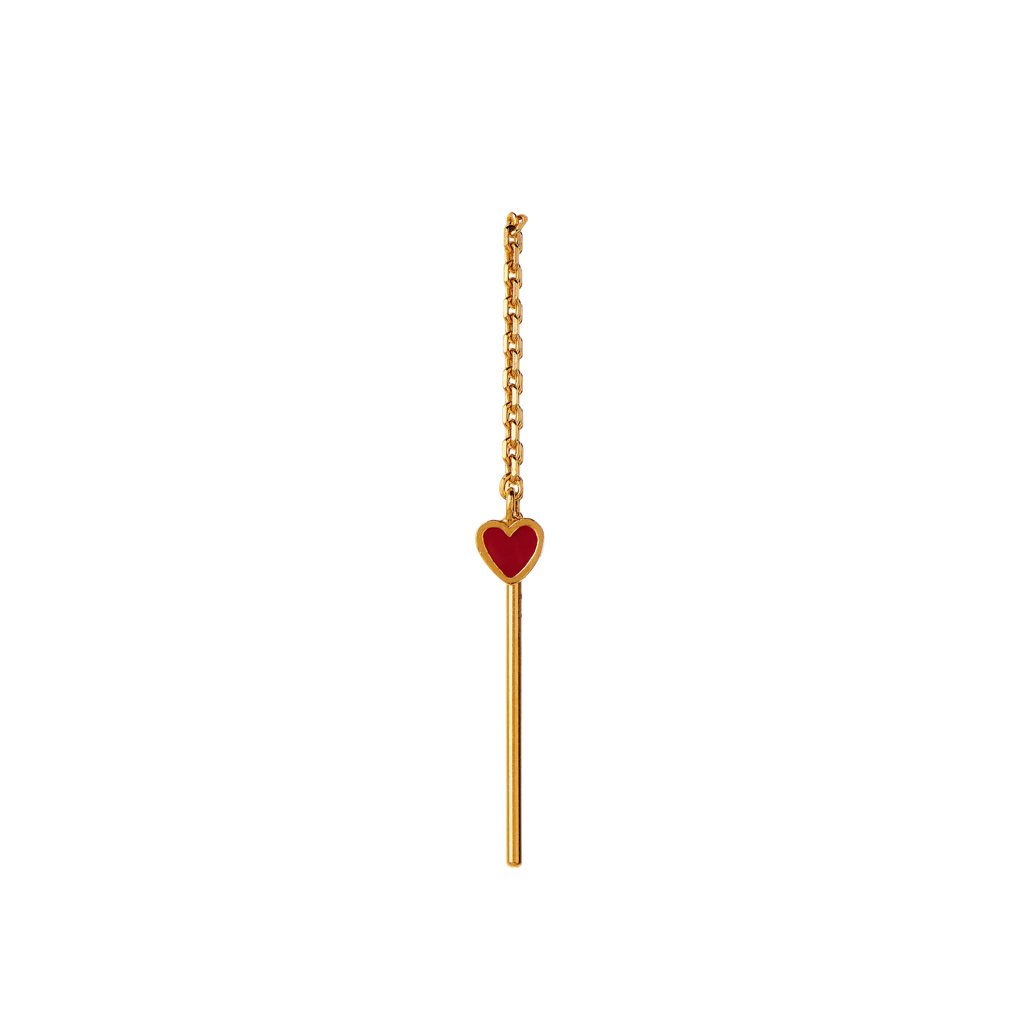 Dandling Love Heart ørering - burgundy/forgyldt