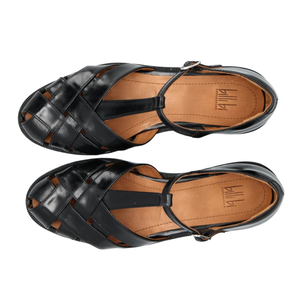 Fisherman med flet sandaler - Black Calf 80