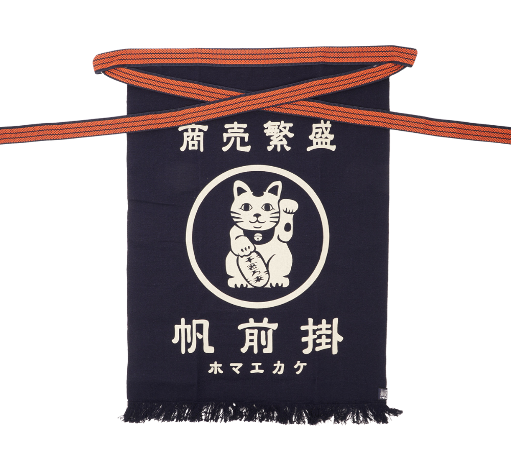 Lucky Cat Maekake forklæde - møkreblå