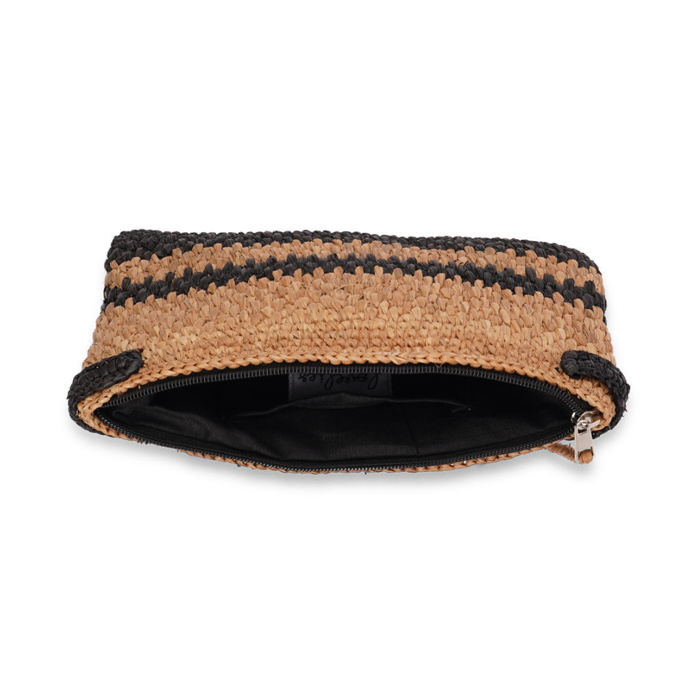 Meliso Stripe Raffia clutch - Black/Nut