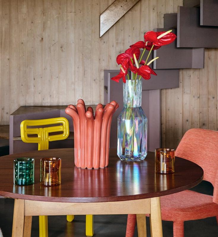 Glass Folds vase, L - multi