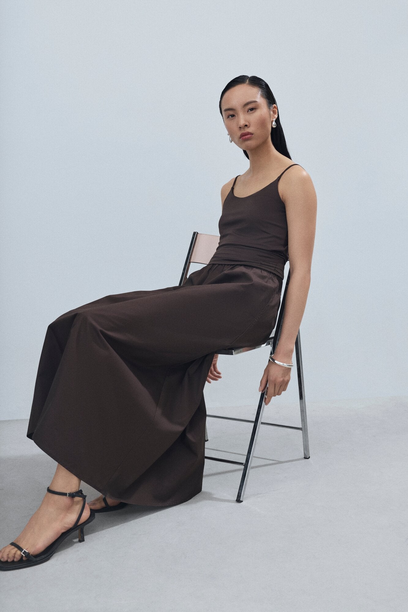 Visophie midi nederdel – Coffee Bean