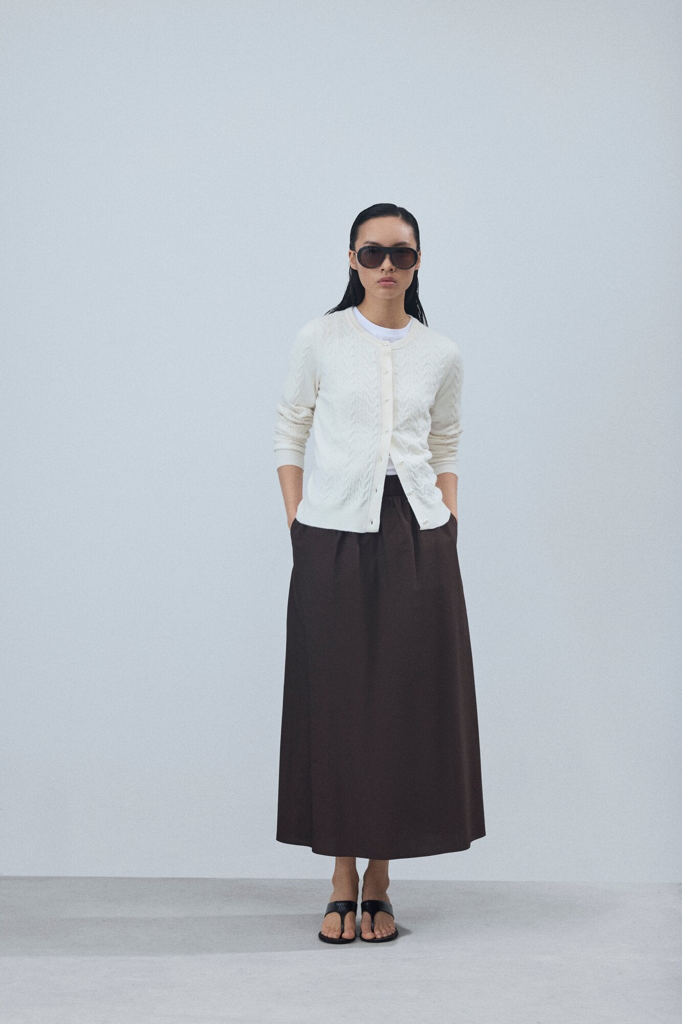 Visophie midi nederdel – Coffee Bean