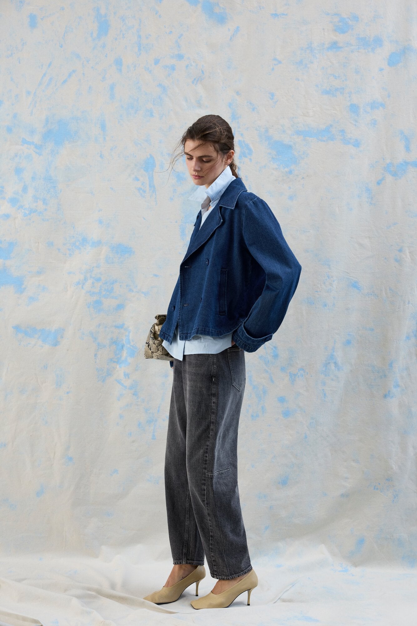 Vinata Short denimjakke - Dark Blue Denim