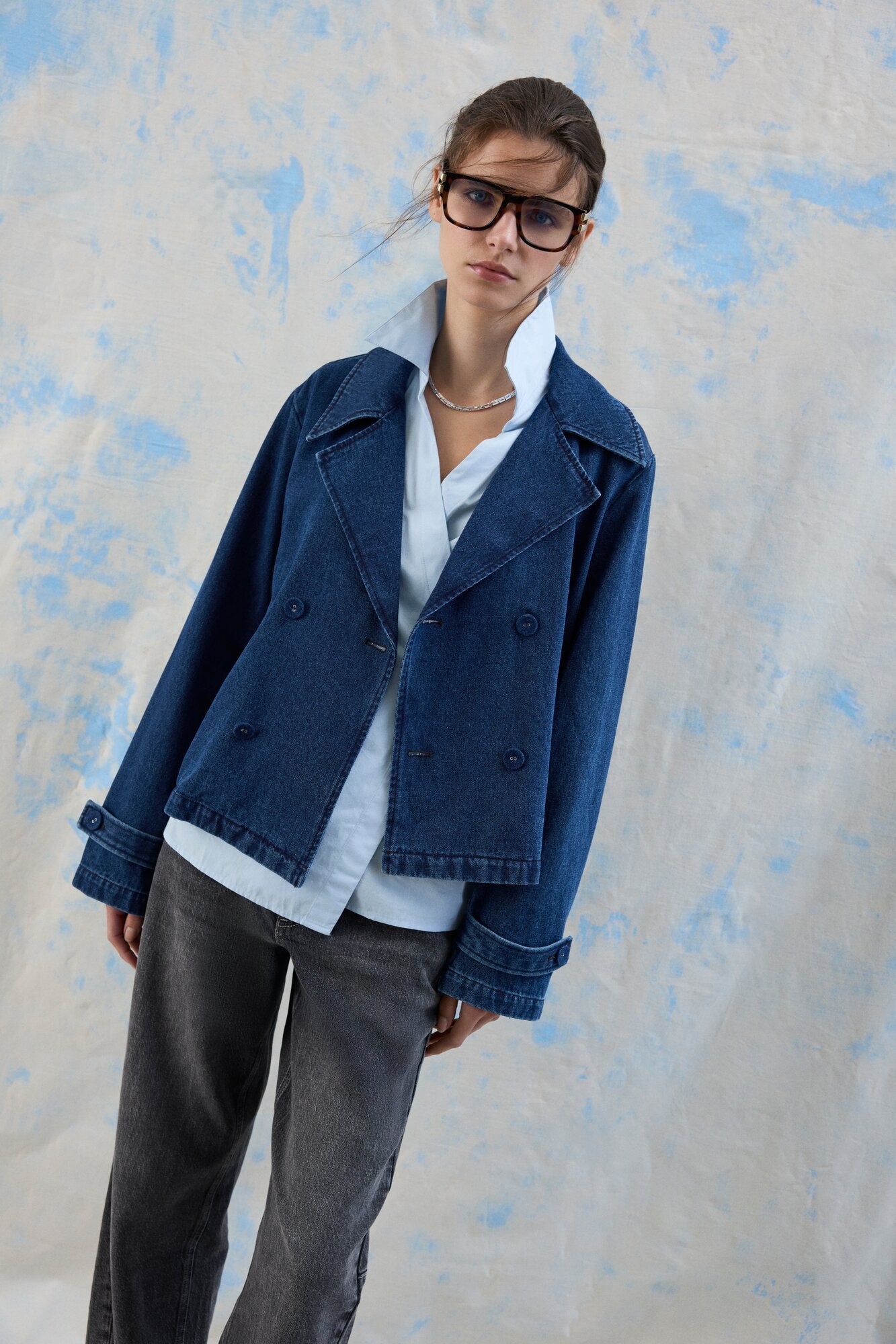 Vinata Short denimjakke - Dark Blue Denim