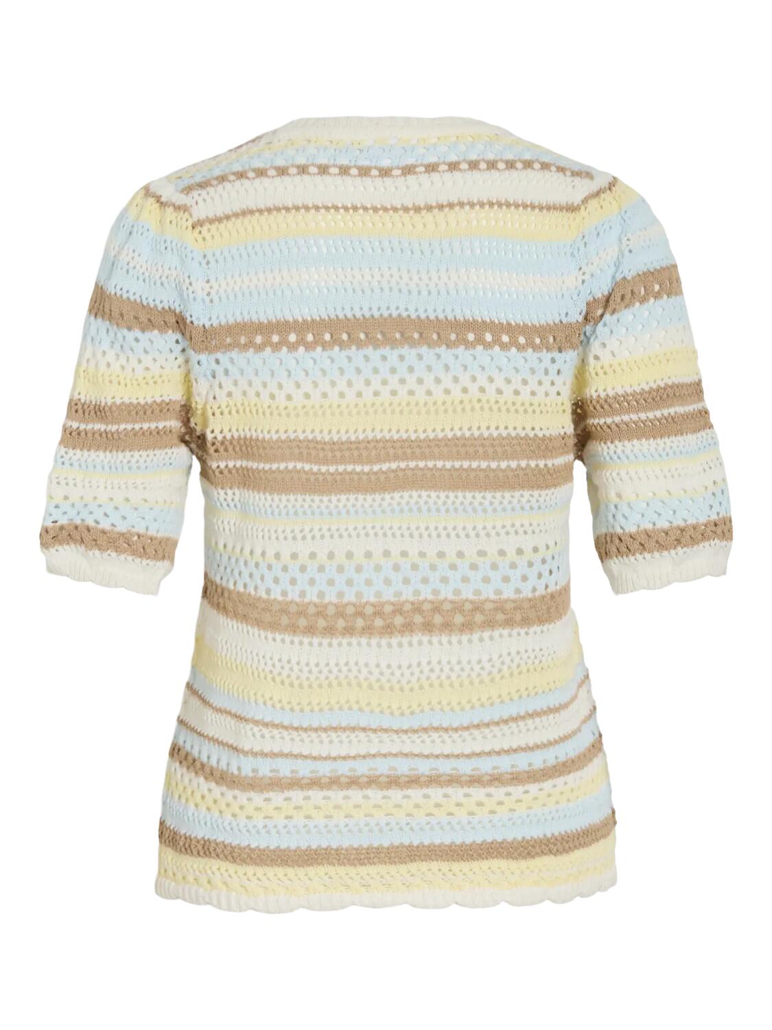Vimina kortærmet striktrøje - Pastel Yellow