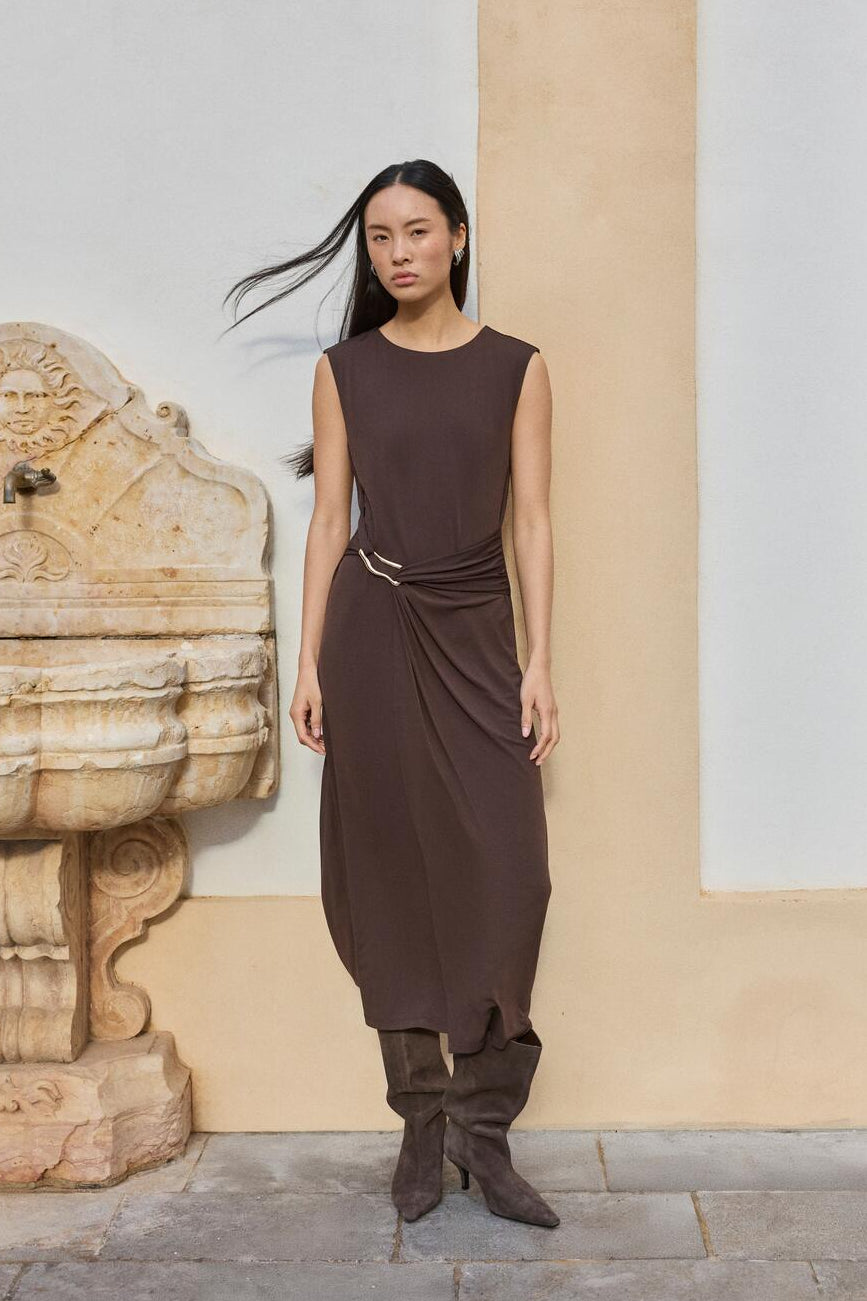 Vijustine midi kjole - Slate Black