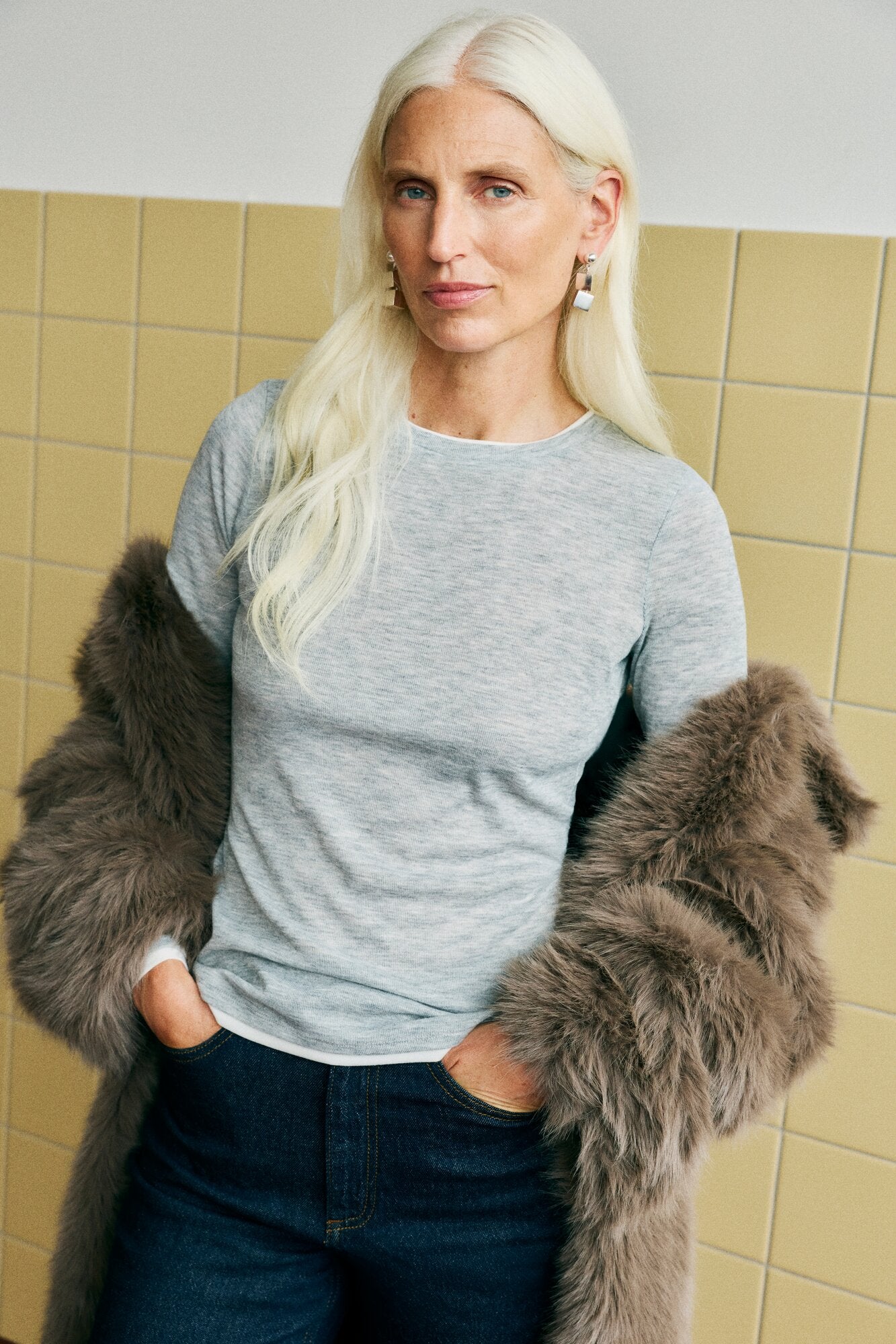 Vielianne langærmet t-shirt - Light Grey Melange