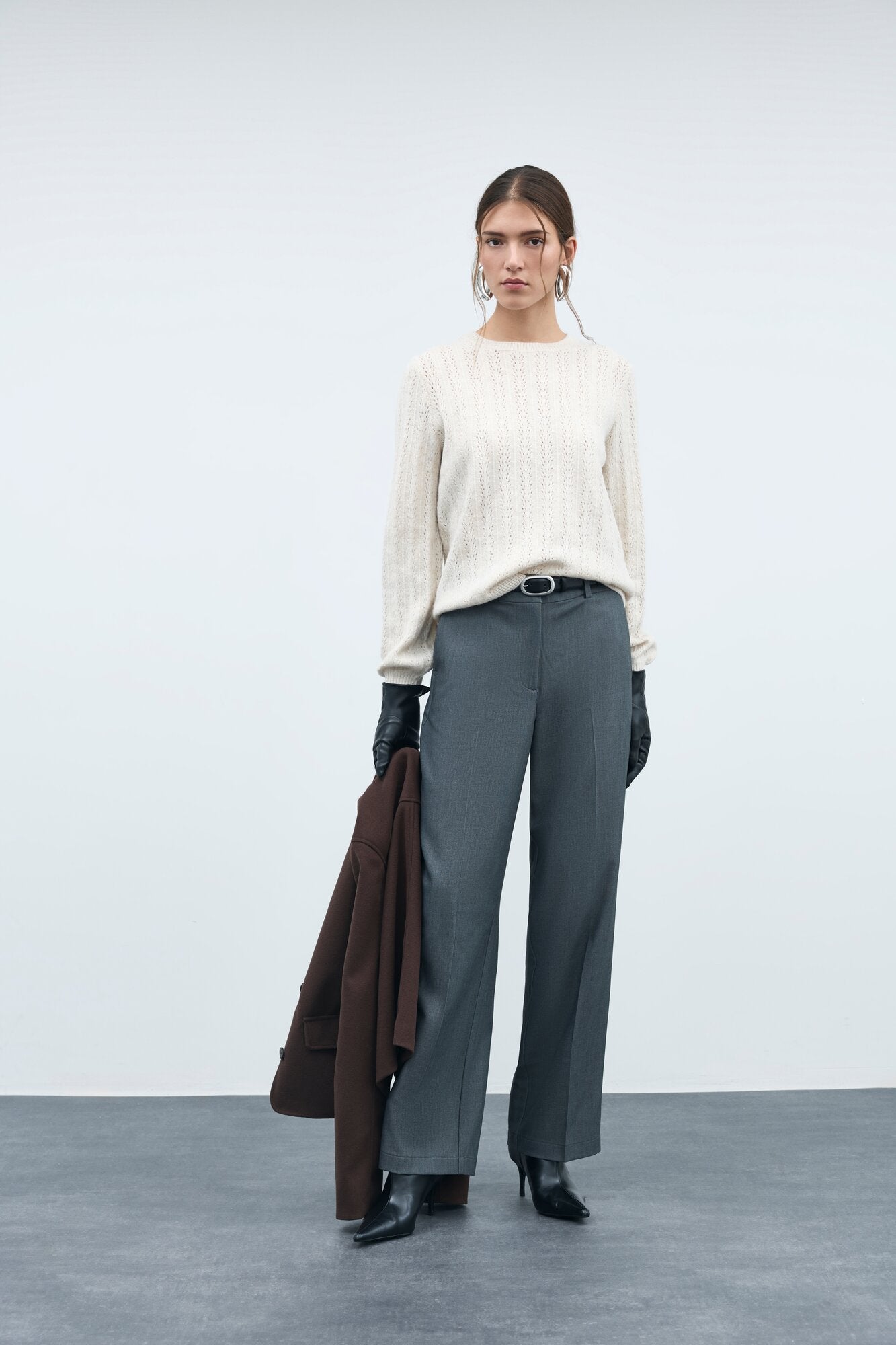 Vikari Wide habitbukser - Dark Grey Melange