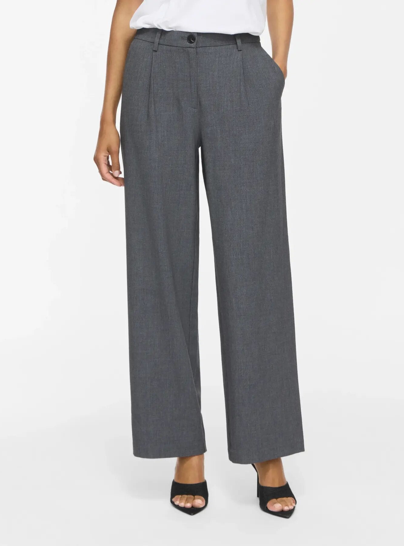 Vikari Wide habitbukser - Dark Grey Melange