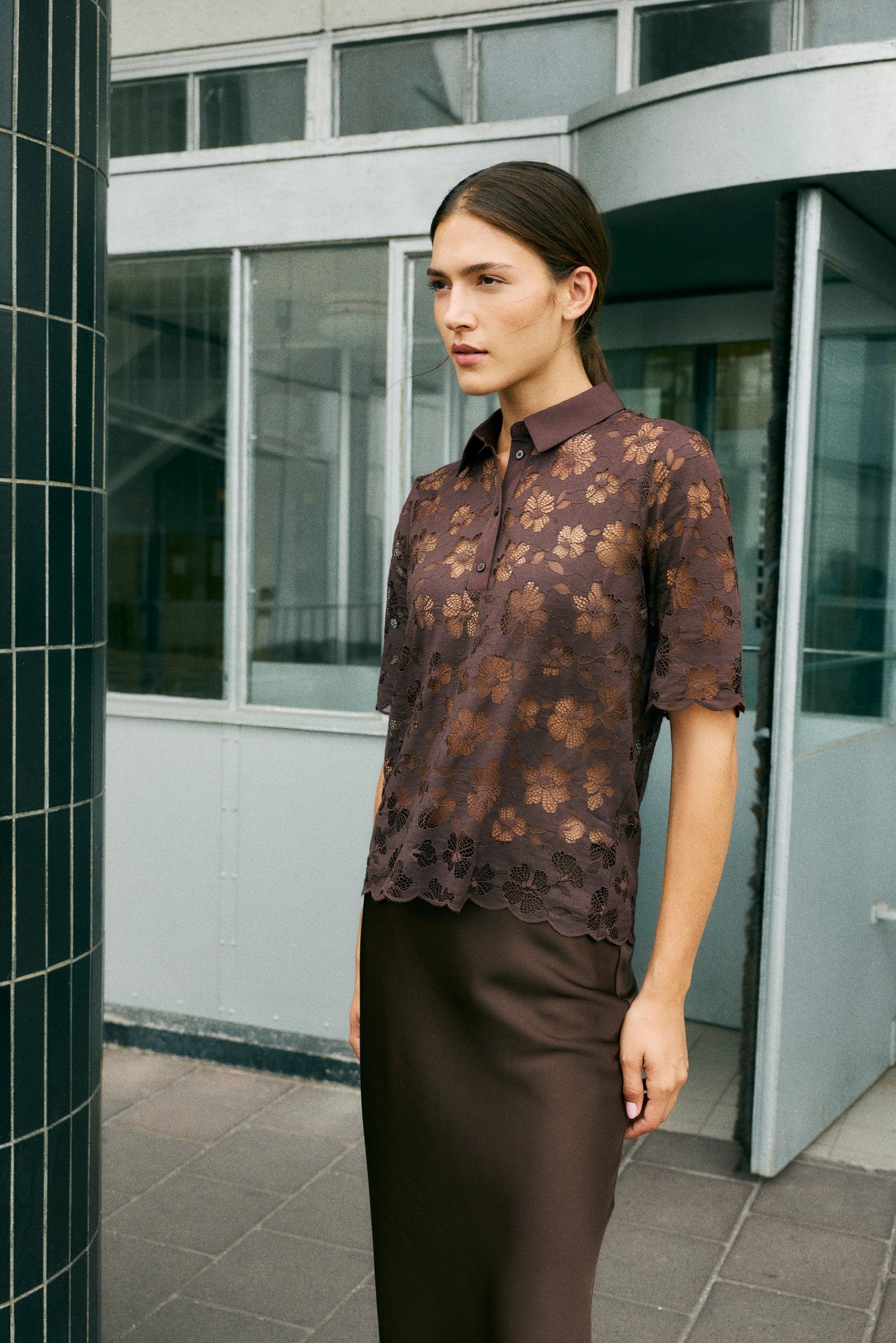 Viharriet gennemsigtig t-shirt - Raisin