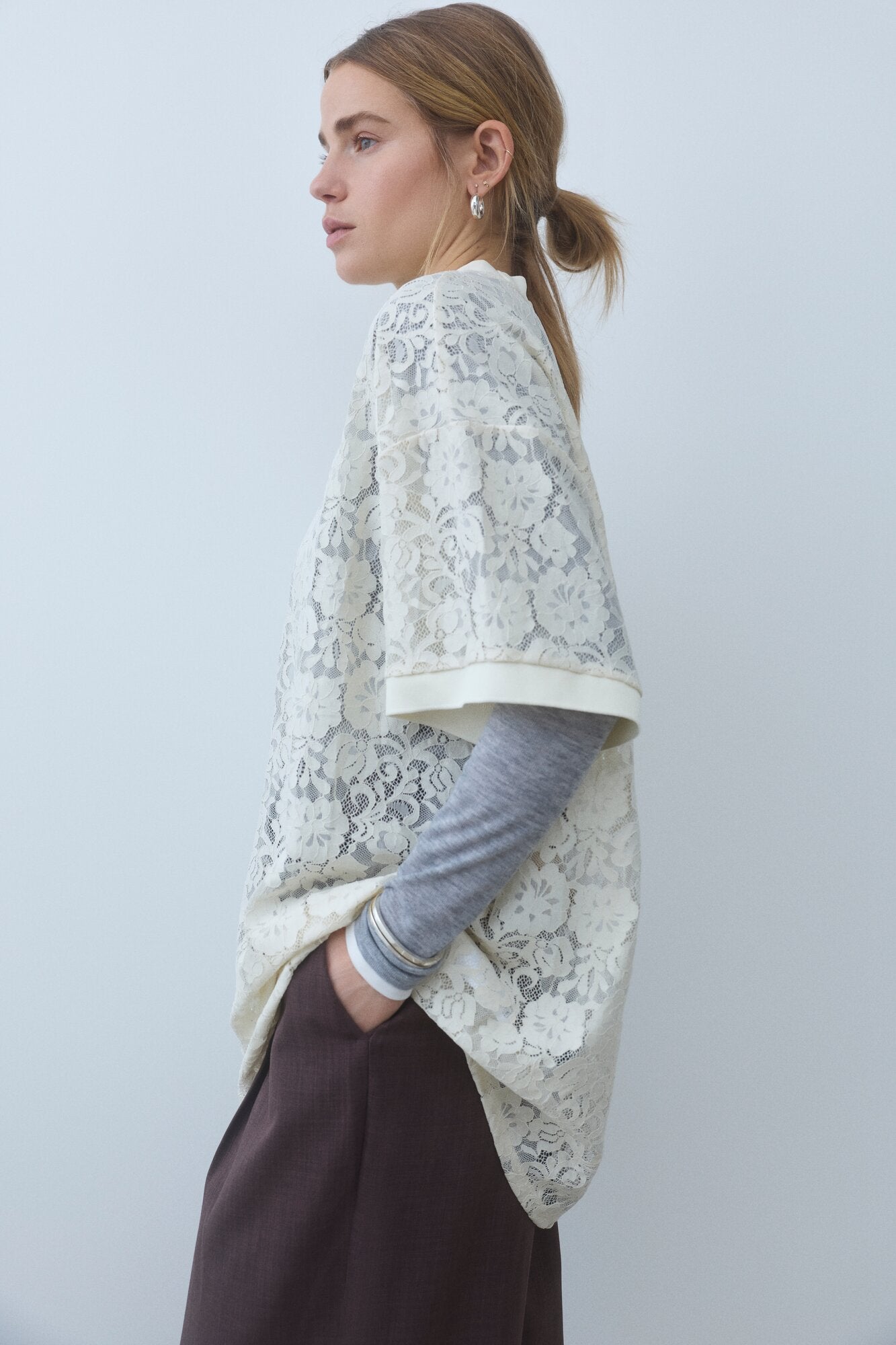 Vielianne langærmet t-shirt - Light Grey Melange