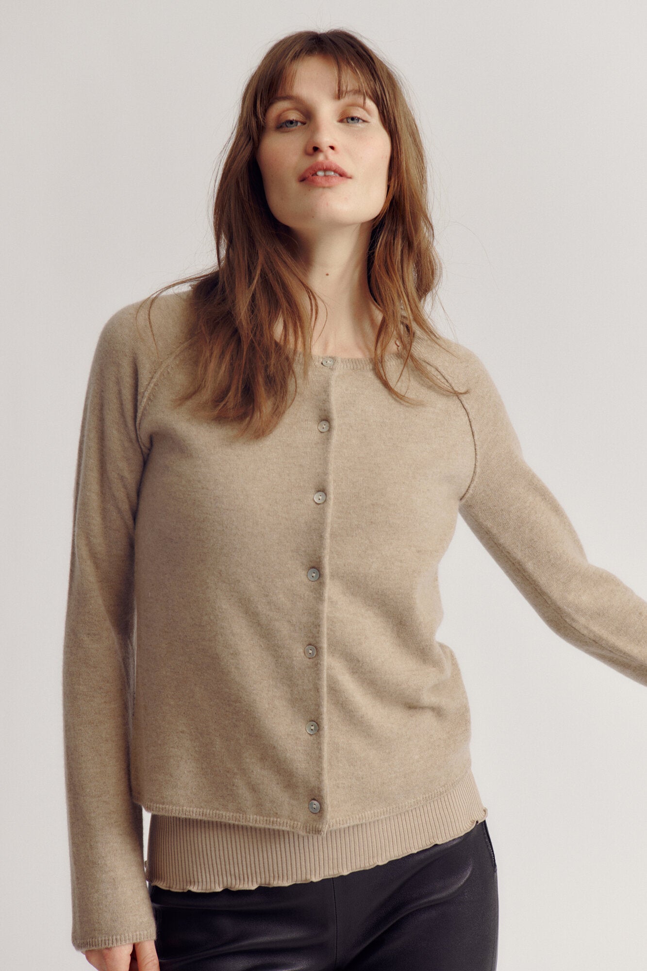 RWLaica Cashmere Raglan Cardigan - Atmoshere melange