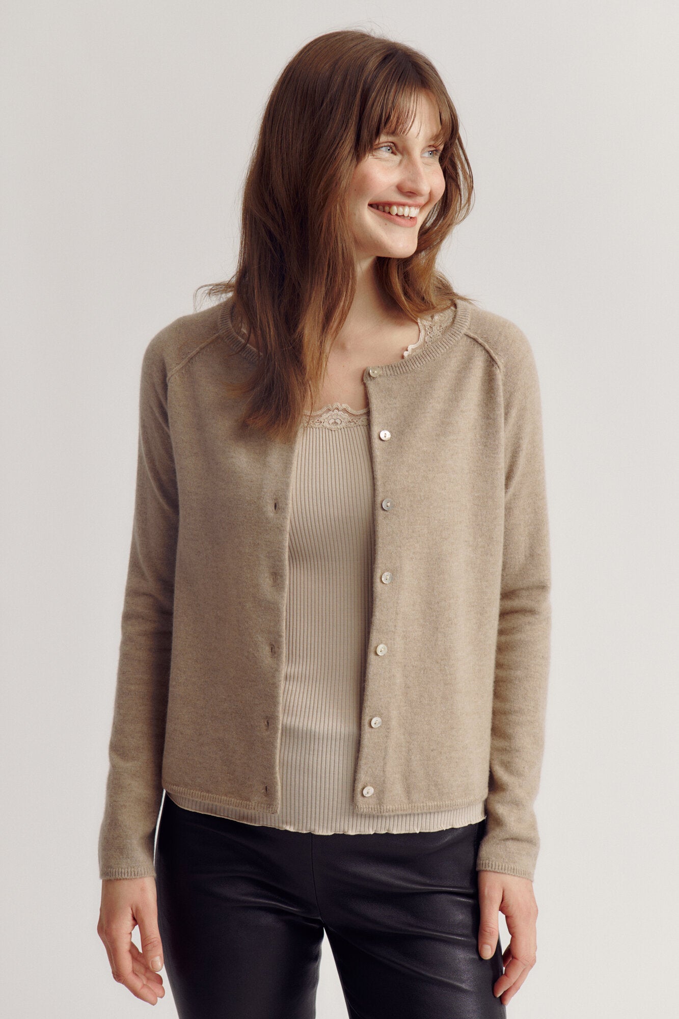 RWLaica Cashmere Raglan Cardigan - Atmoshere melange