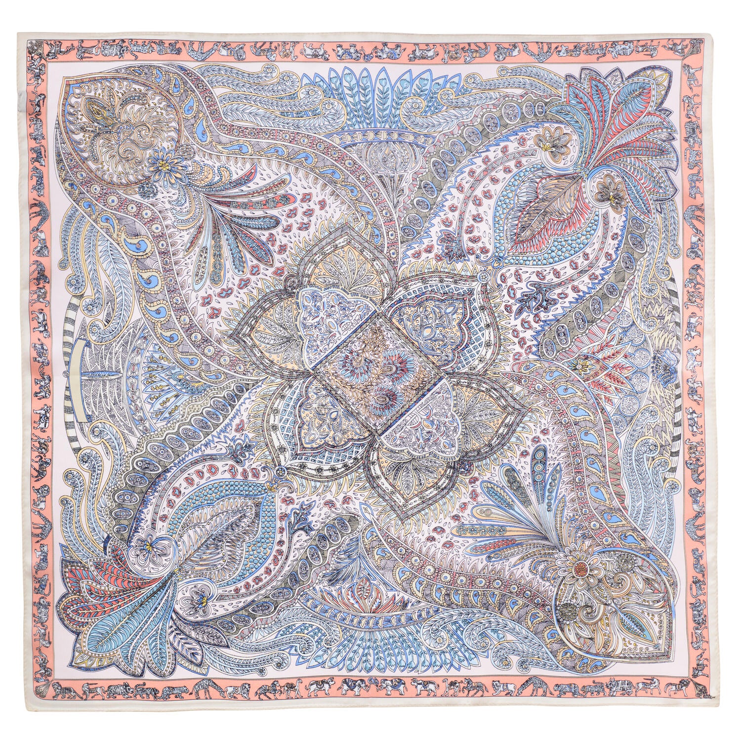 Silketørklæde, Elephant Paisley - 70x70 cm.
