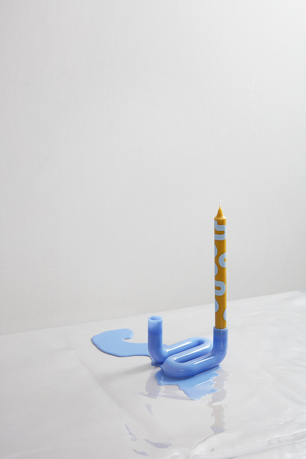 Wave lysestage, Milk Blue - H10 cm.