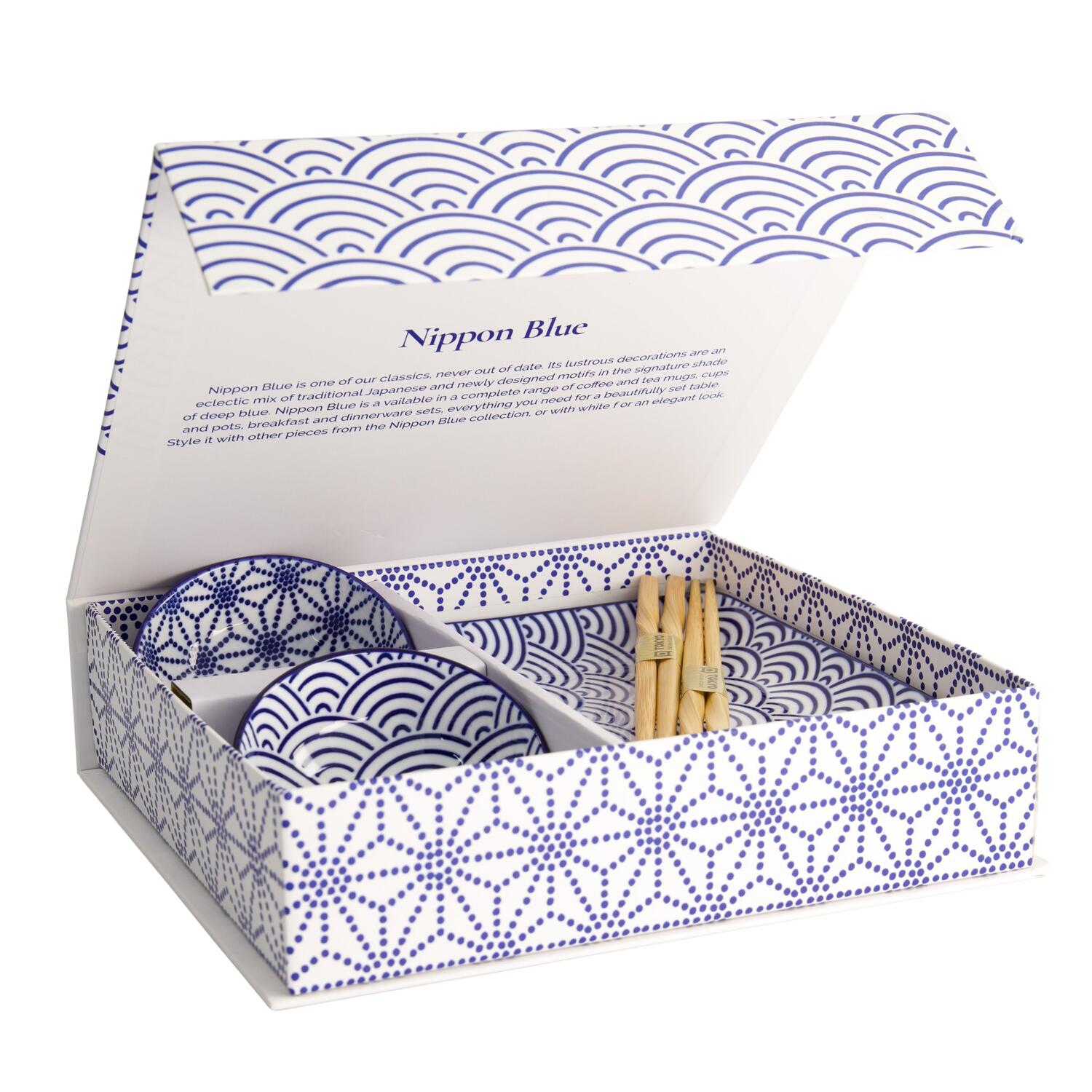 Nippon Blue Sushi sæt, Wave/Star - 6 dele