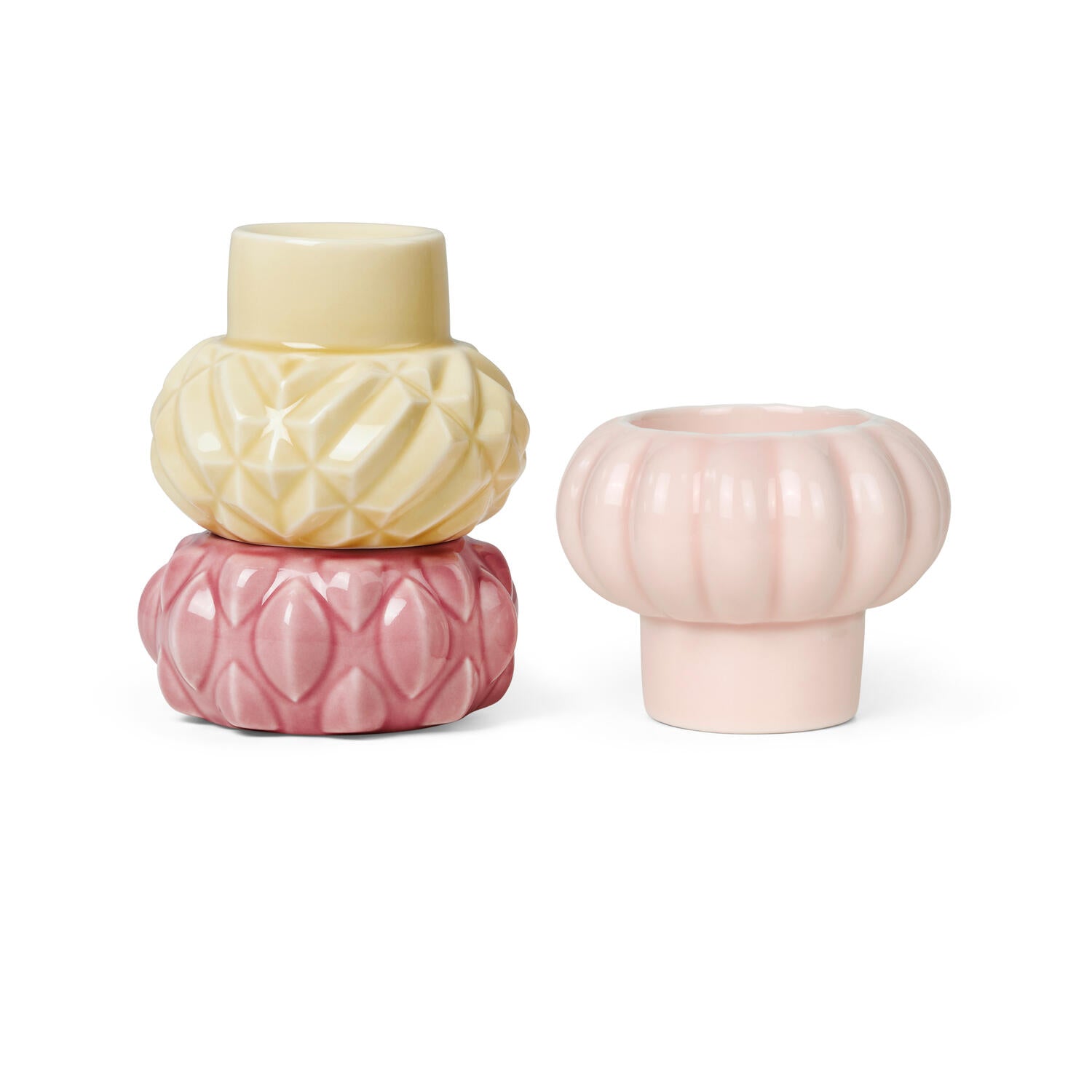 Samsurium lysestager, Mimosa/Blush/Powder - 3 stk