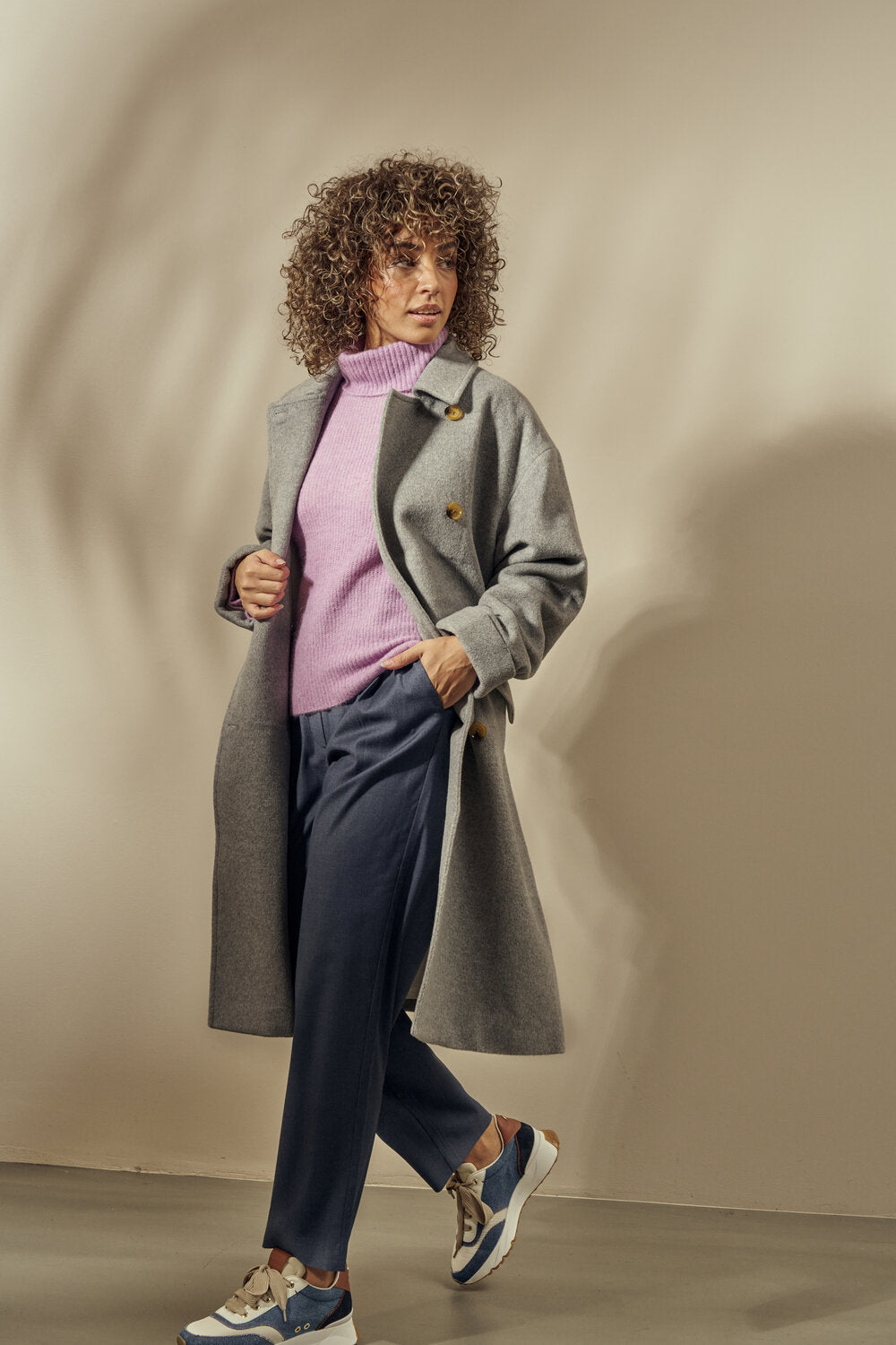 Venice uldfrakke - Grey Melange
