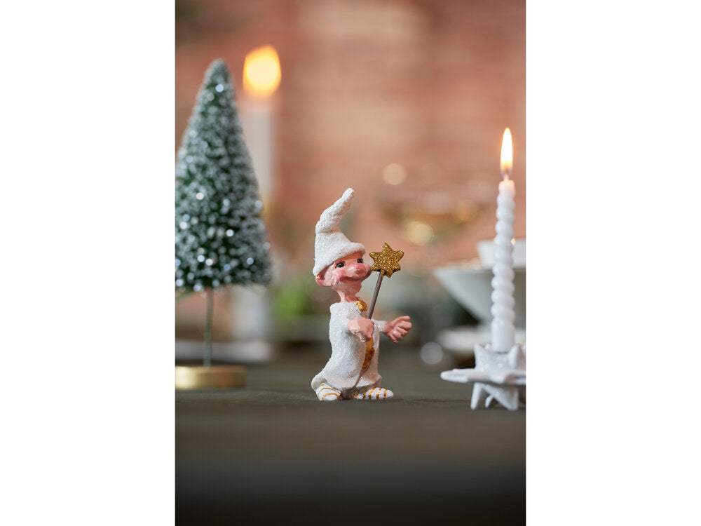Lovely Luciadreng Med Stjernestav figur - H12 cm.