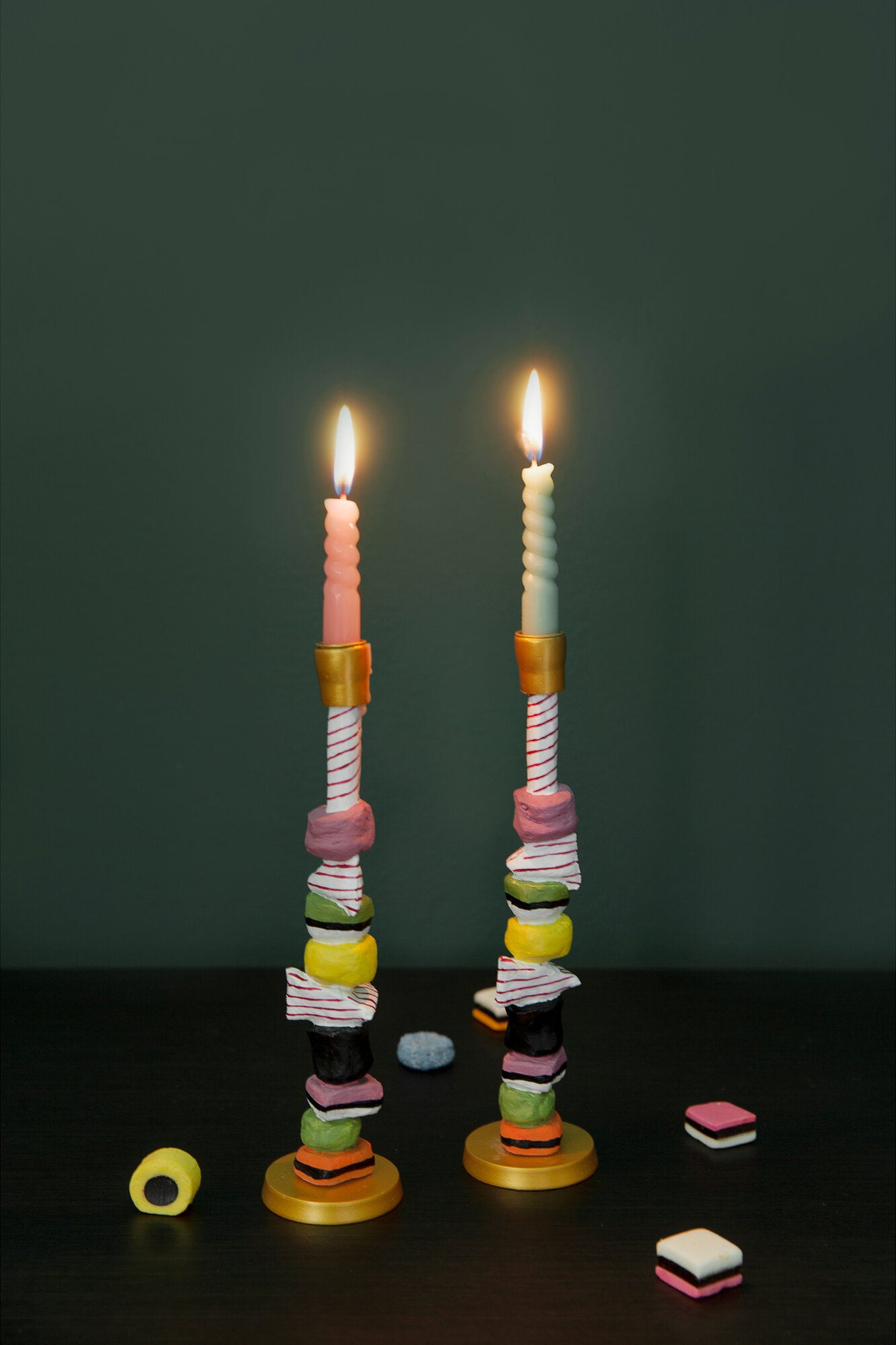 Lysestage kertelys, sukkertop - 19,5 cm.