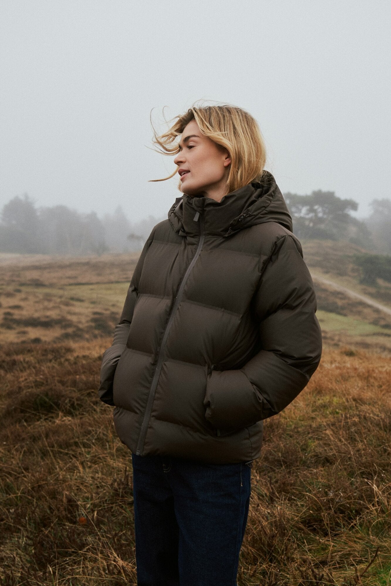 Fox Puffer dunjakke - Dark Brown