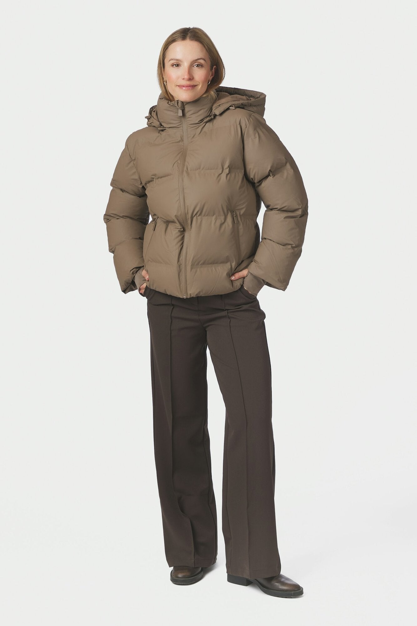 Fox Puffer dunjakke  - Dark Taupe