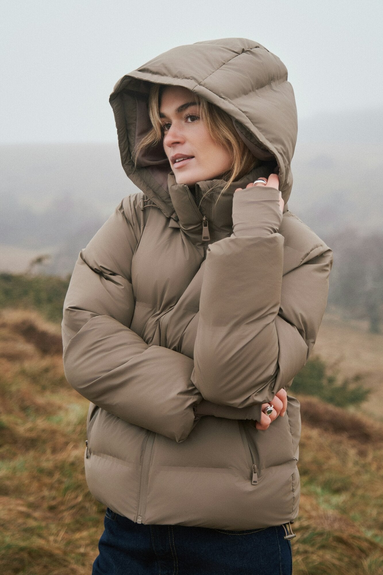 Fox Puffer dunjakke  - Dark Taupe