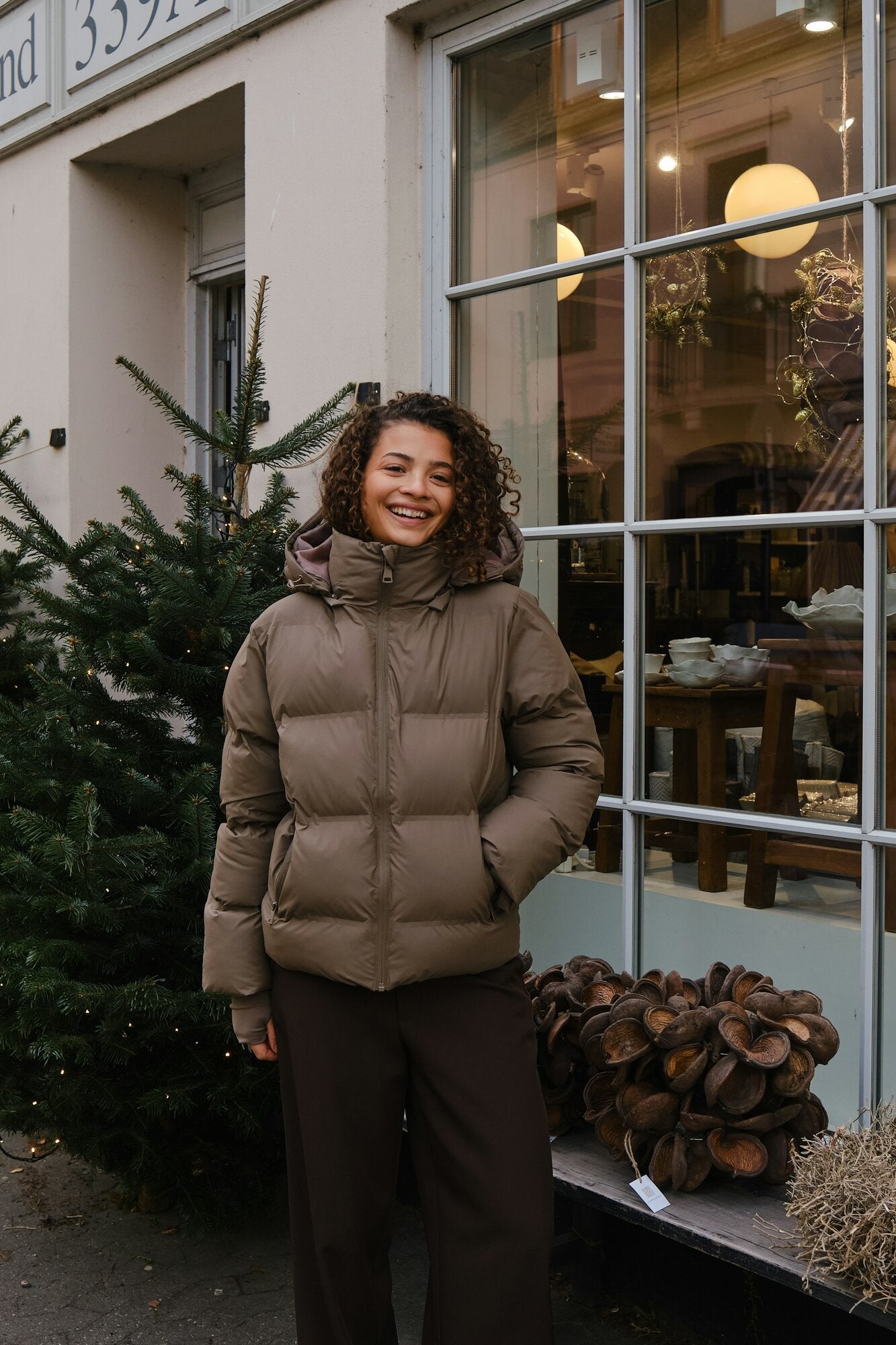 Fox Puffer dunjakke  - Dark Taupe