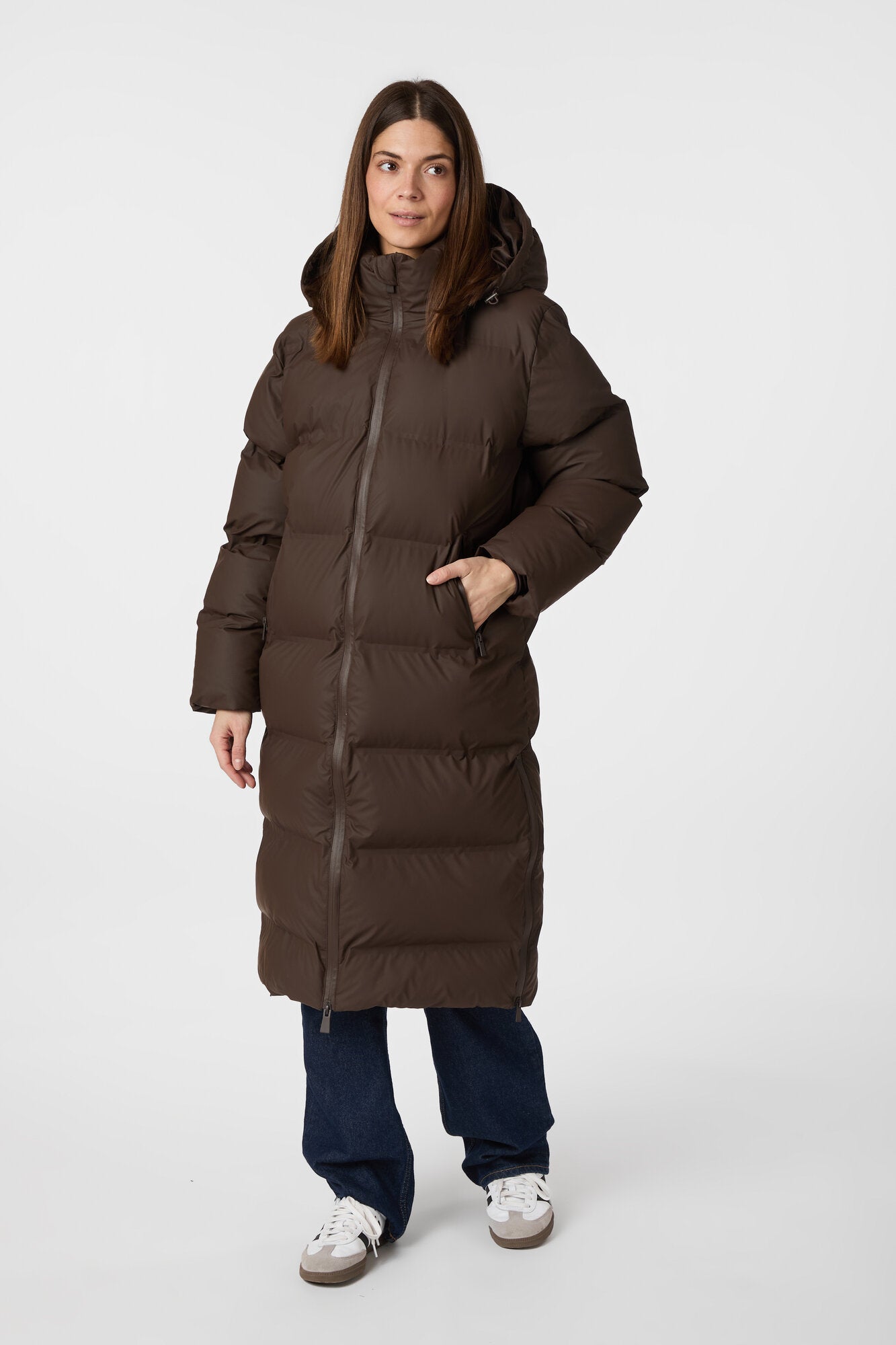 Viviana Puffer dunjakke - Dark Brown