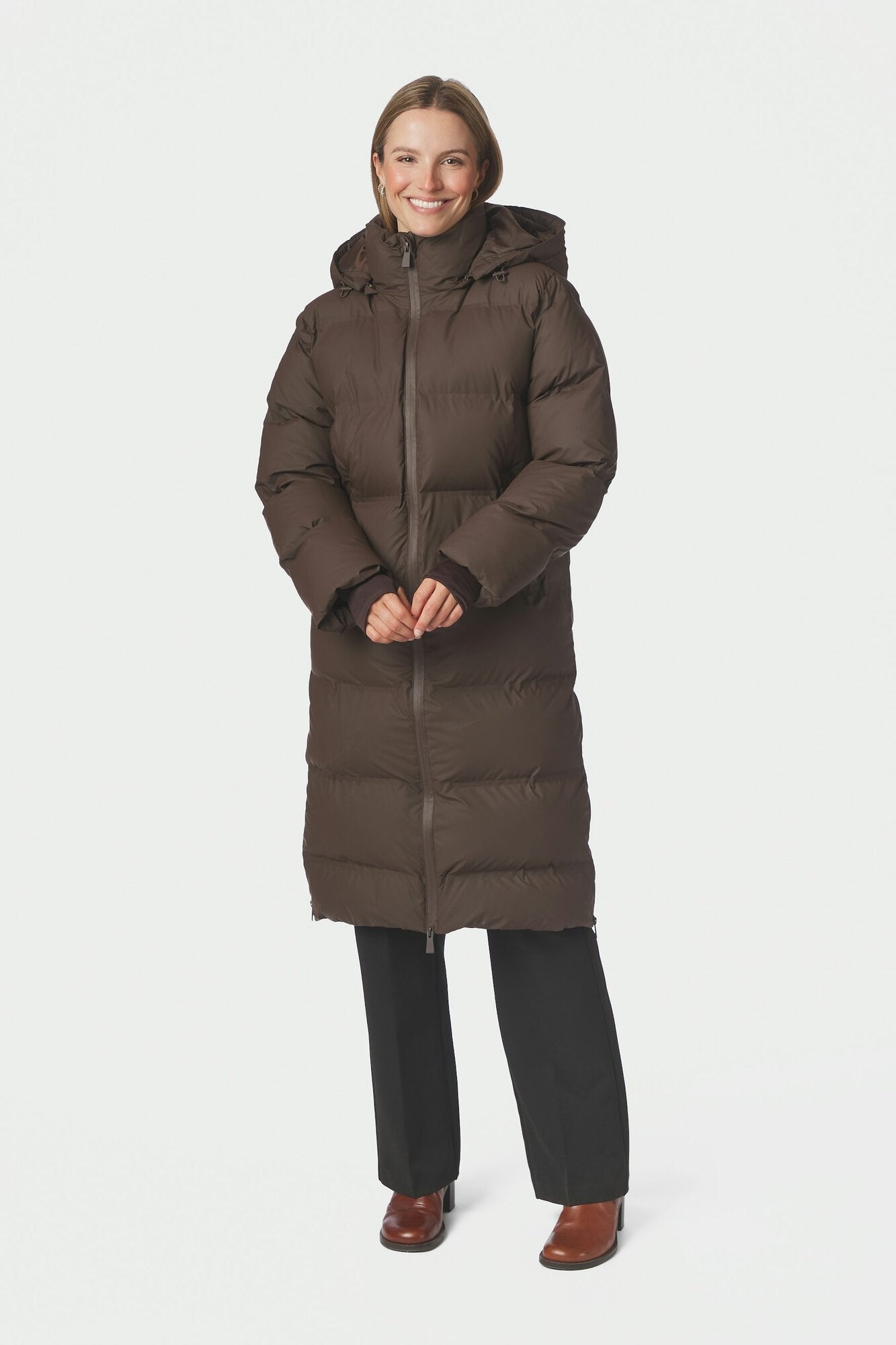 Viviana Puffer dunjakke - Dark Brown