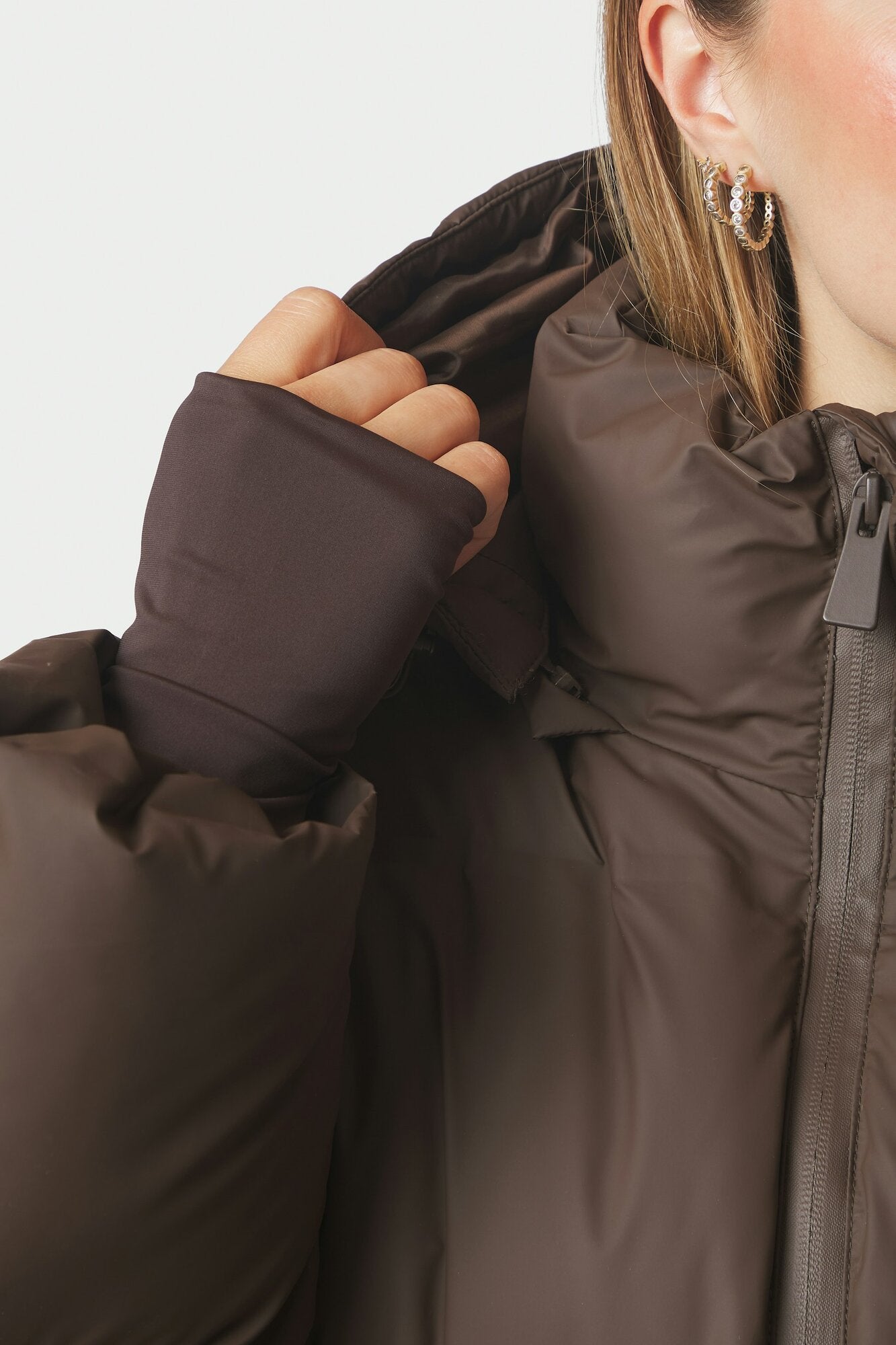 Viviana Puffer dunjakke - Dark Brown